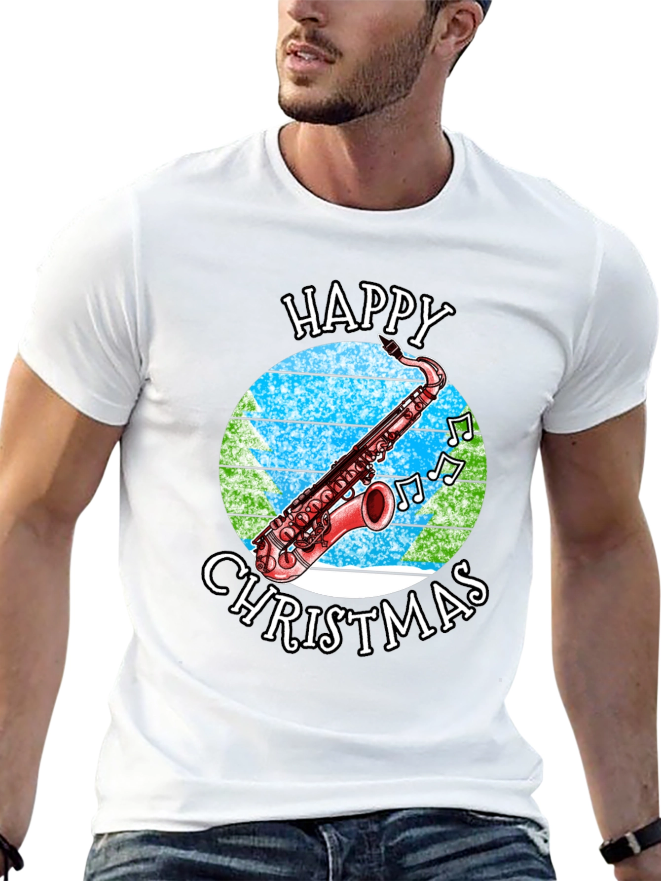 Happy Christmas Saxophone T-Shirt