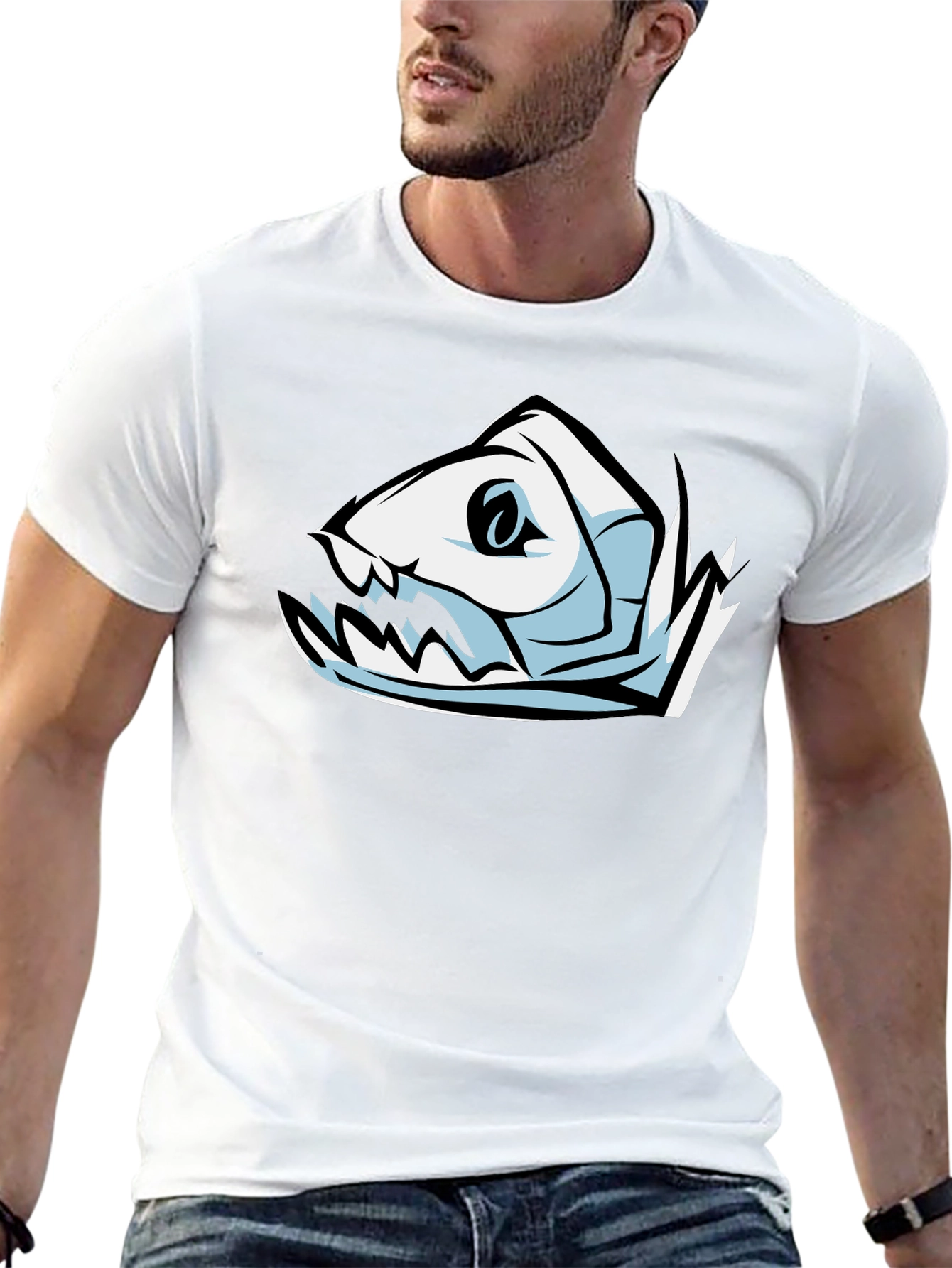Fish Skeleton Graphic T-Shirt - Black