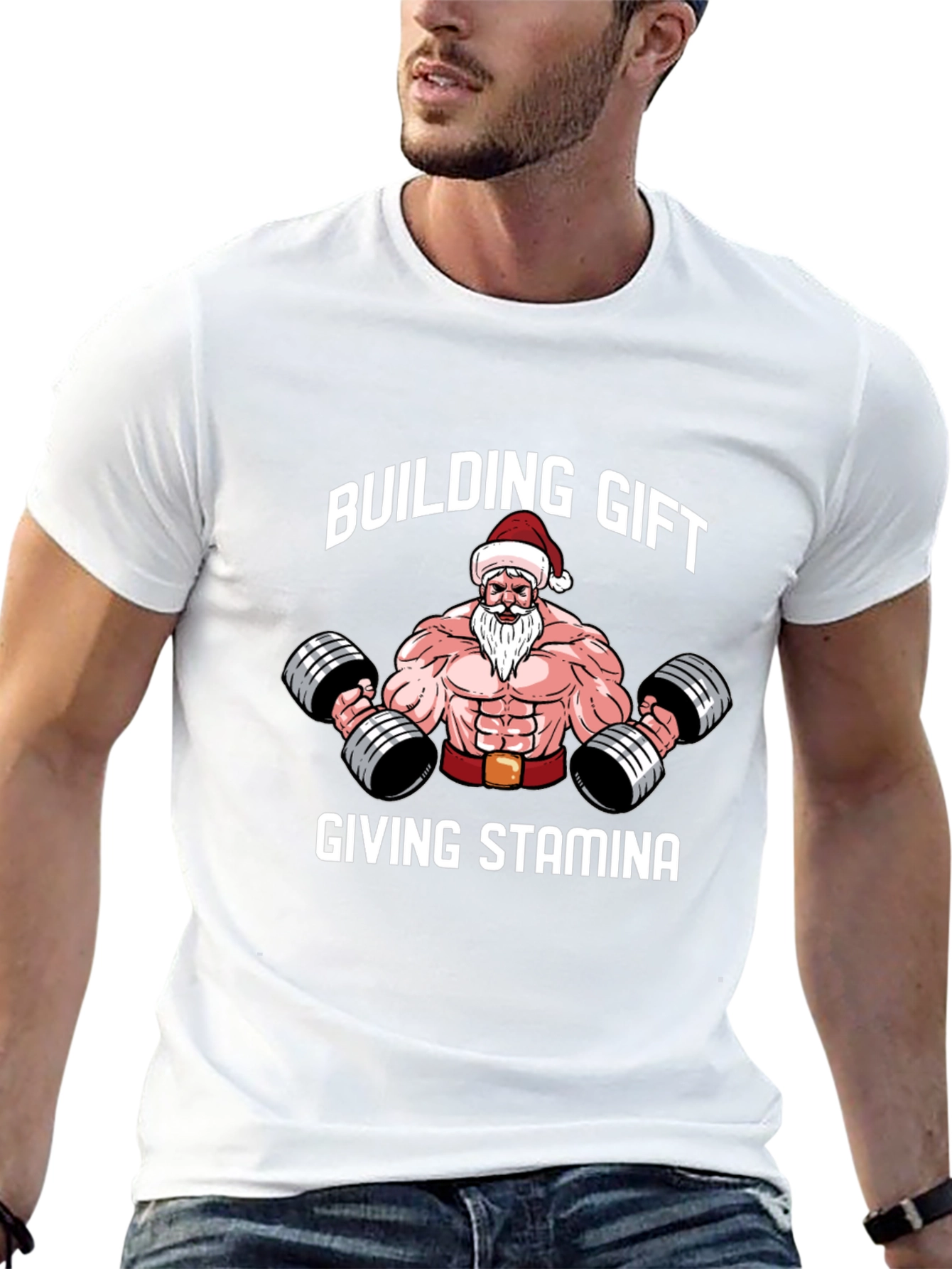 Building Gift Giving Stamina Santa Gym T-Shirt