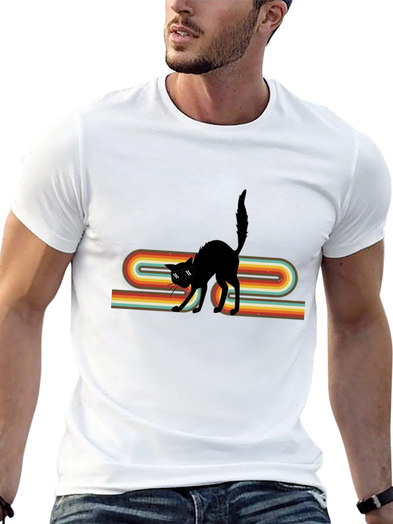 Retro Cool Cat Graphic Tee