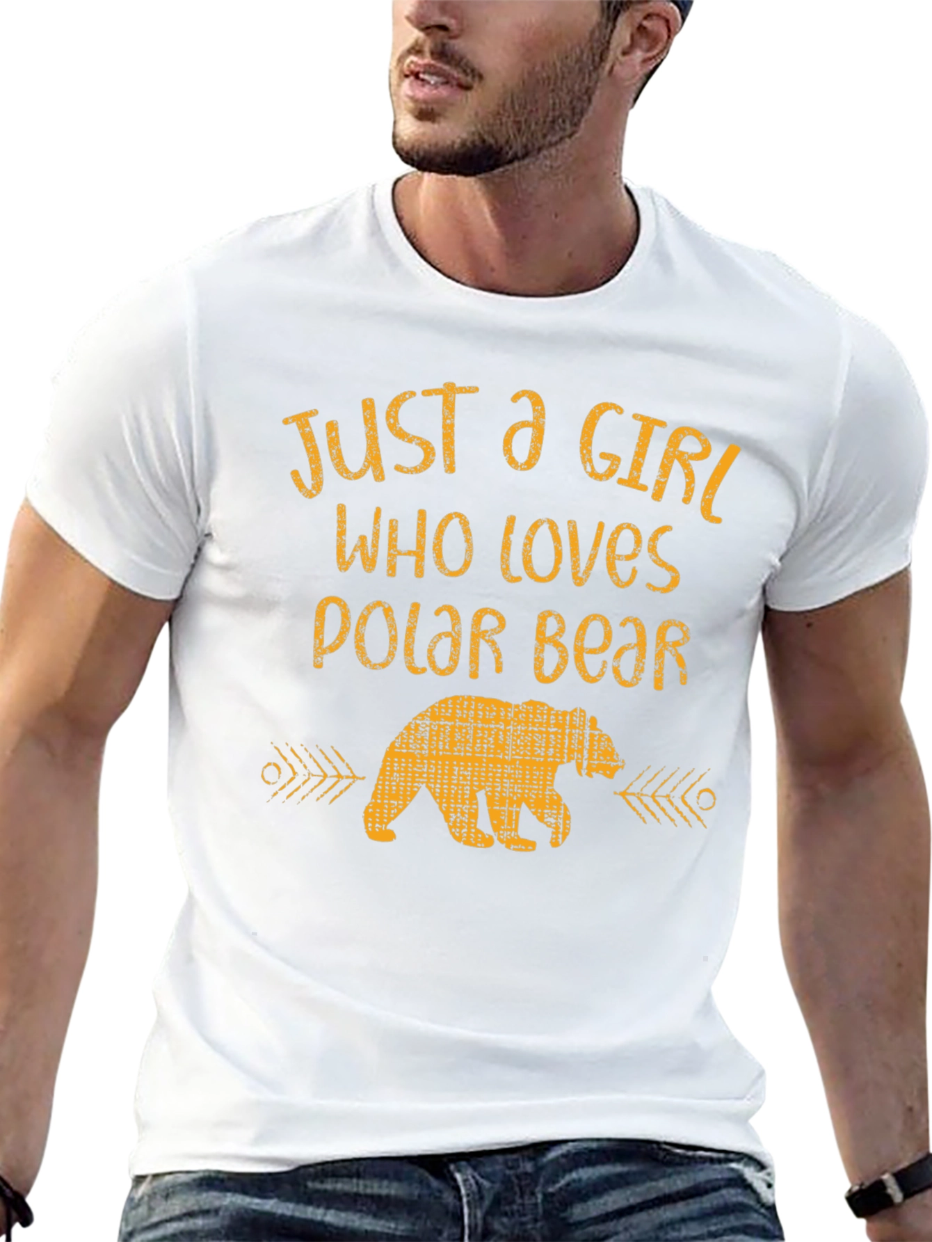 Girl Who Loves Polar Bear Black Graphic T-Shirt