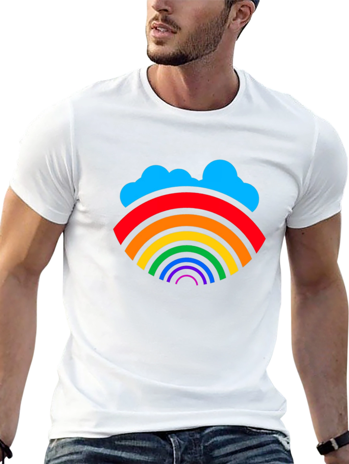 Rainbow Cloud Graphic T-Shirt - Stylish & Unique