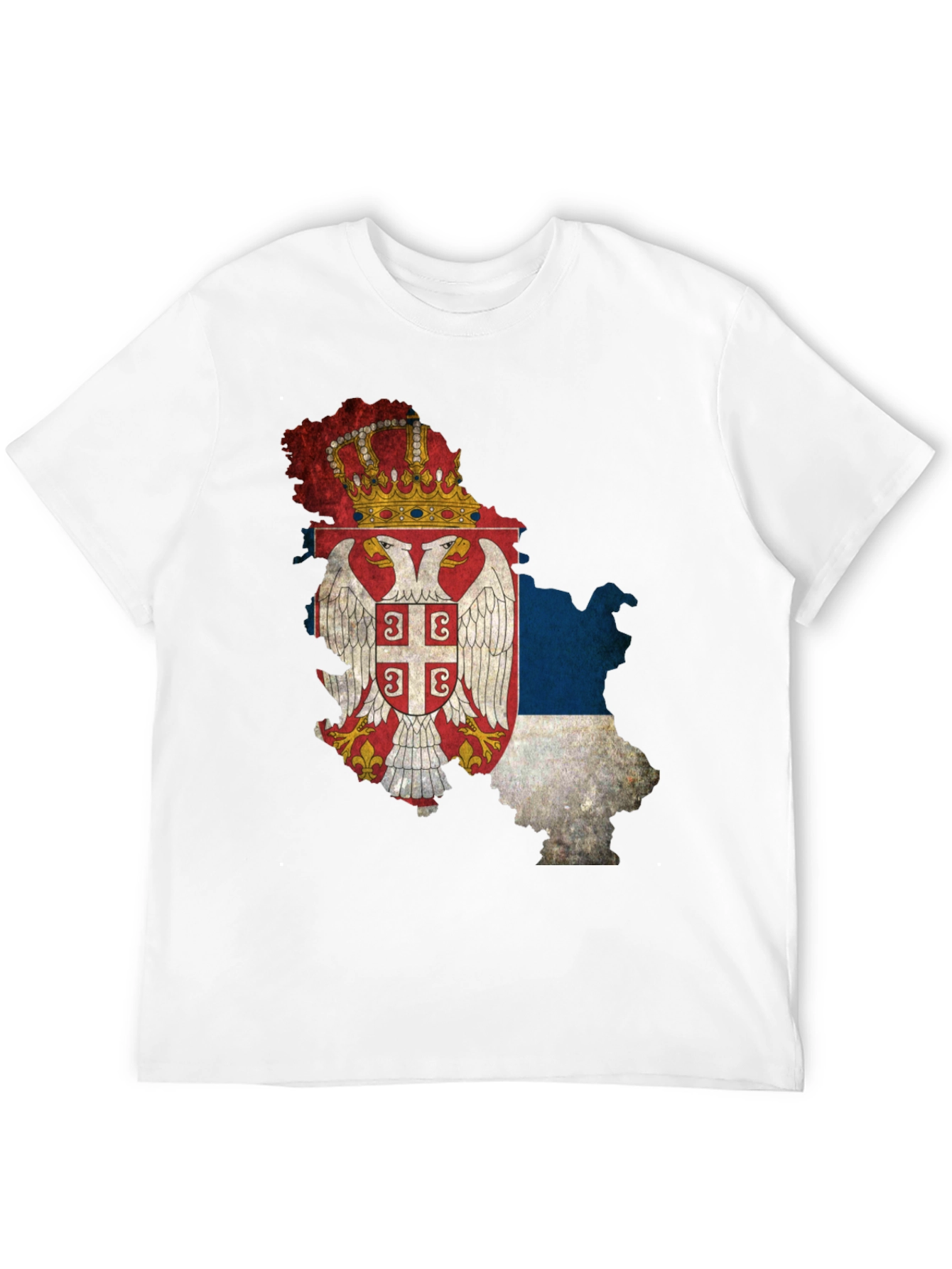 Serbian Flag Map Black T-Shirt