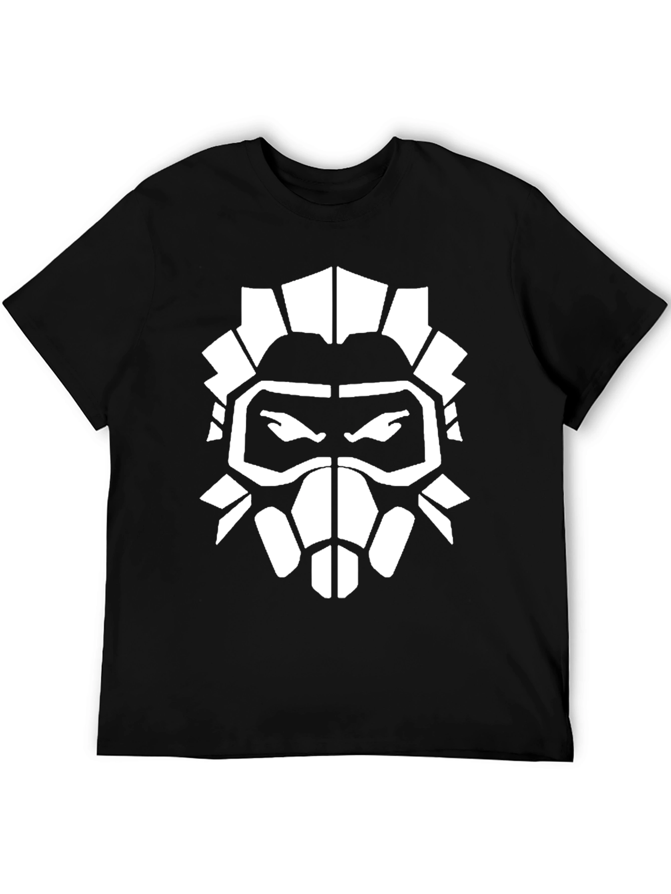 Black T-Shirt with White Graphic Mask Design