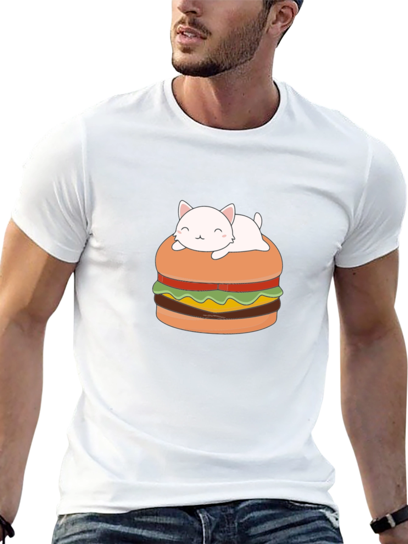 Cat Burger Graphic Tee - Unisex Black T-Shirt