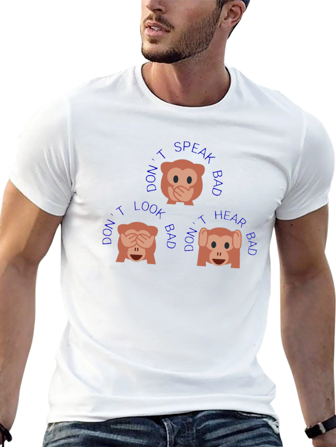 Black T-Shirt with See No Evil Monkey Design