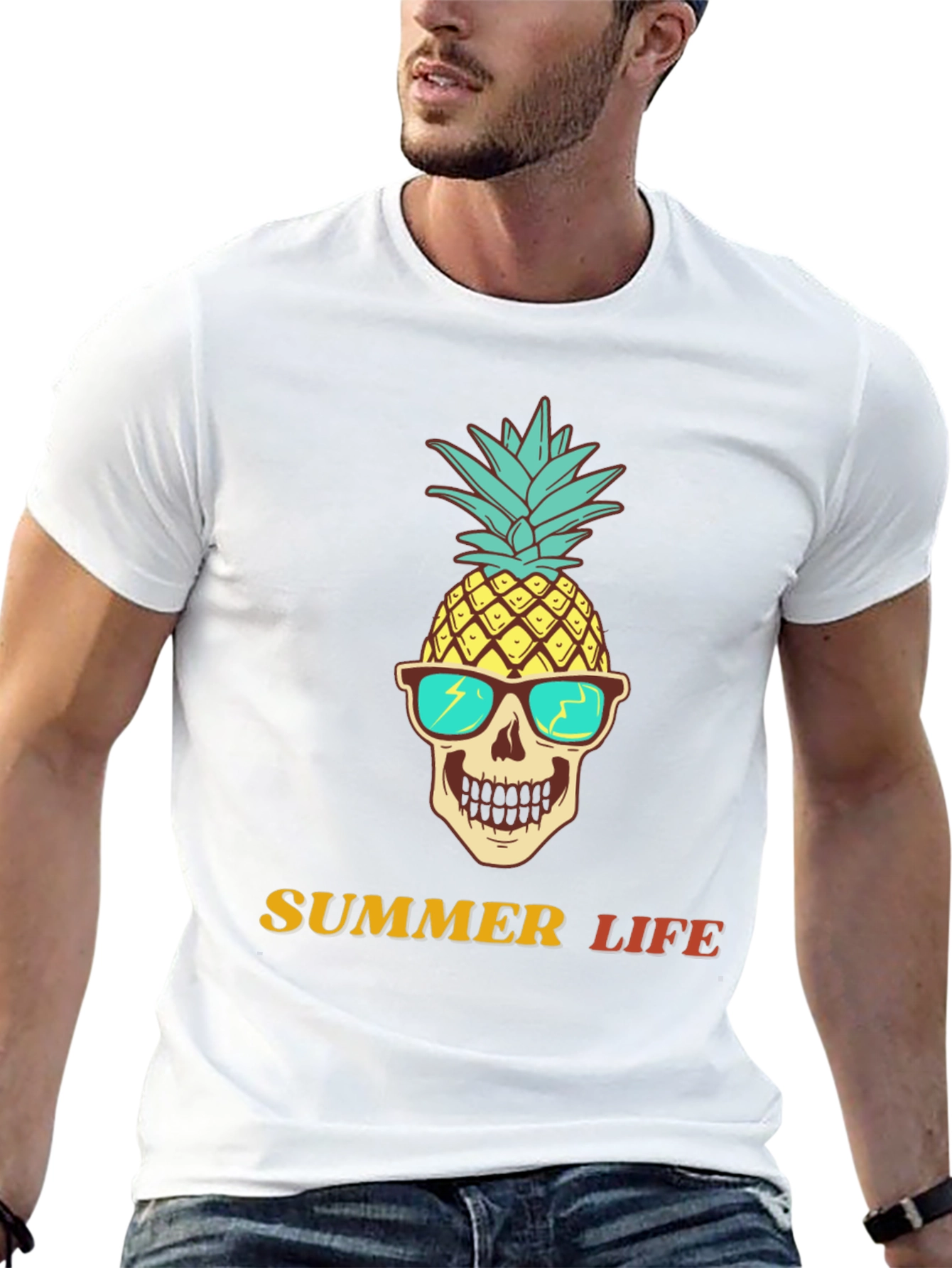 Summer Life Pineapple Skull Graphic Tee
