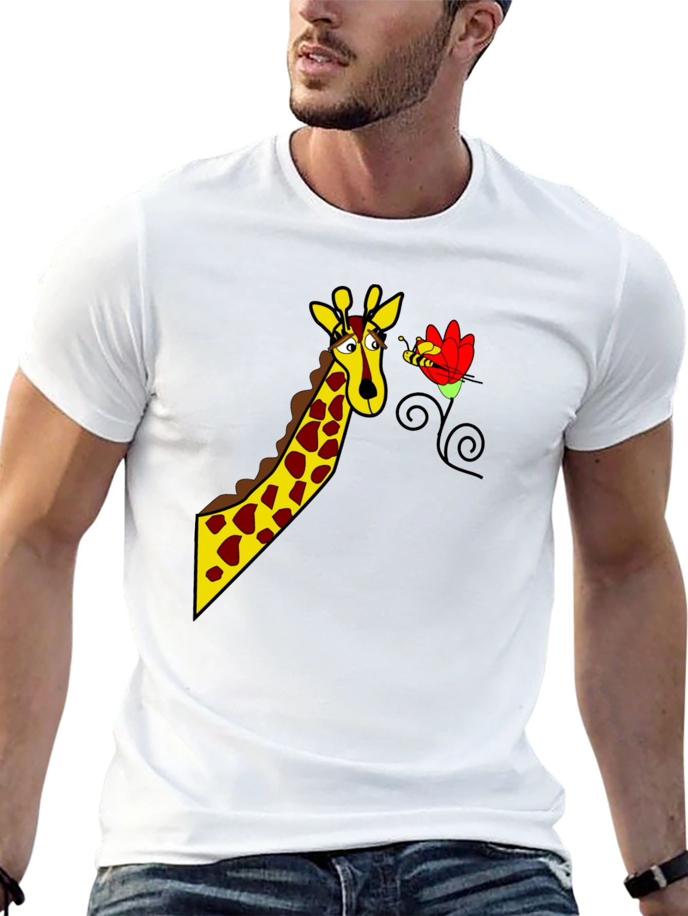 Giraffe & Bee Graphic Tee - Black