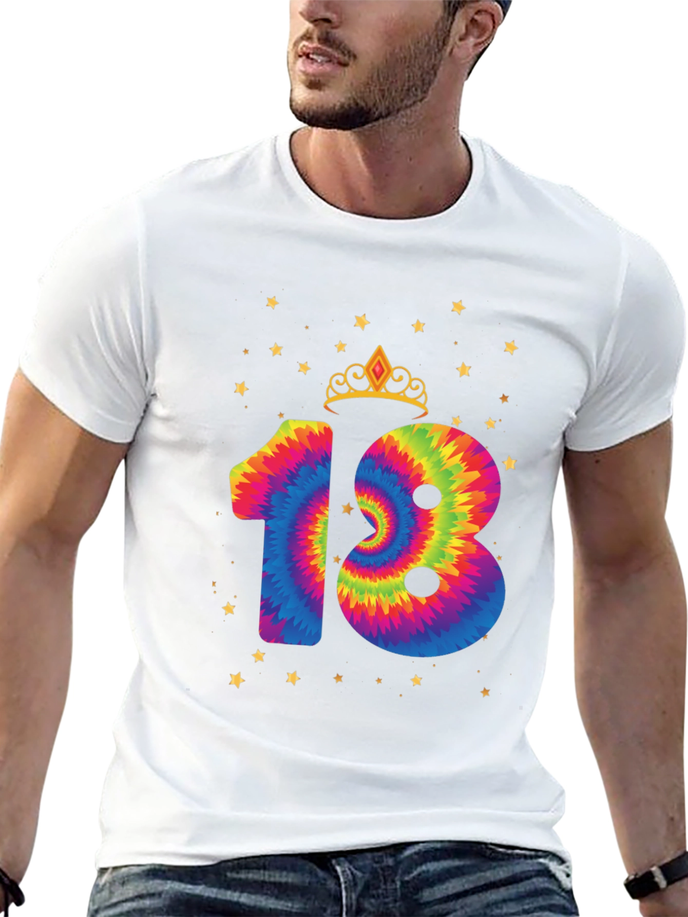 Tie Dye 18th Birthday Crown Star T-Shirt