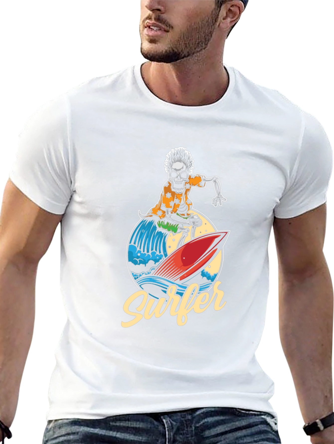 Skeleton Surfer Graphic T-Shirt