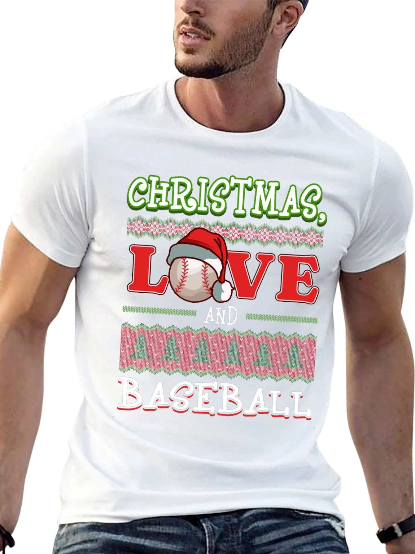 Christmas Love and Baseball Holiday T-Shirt