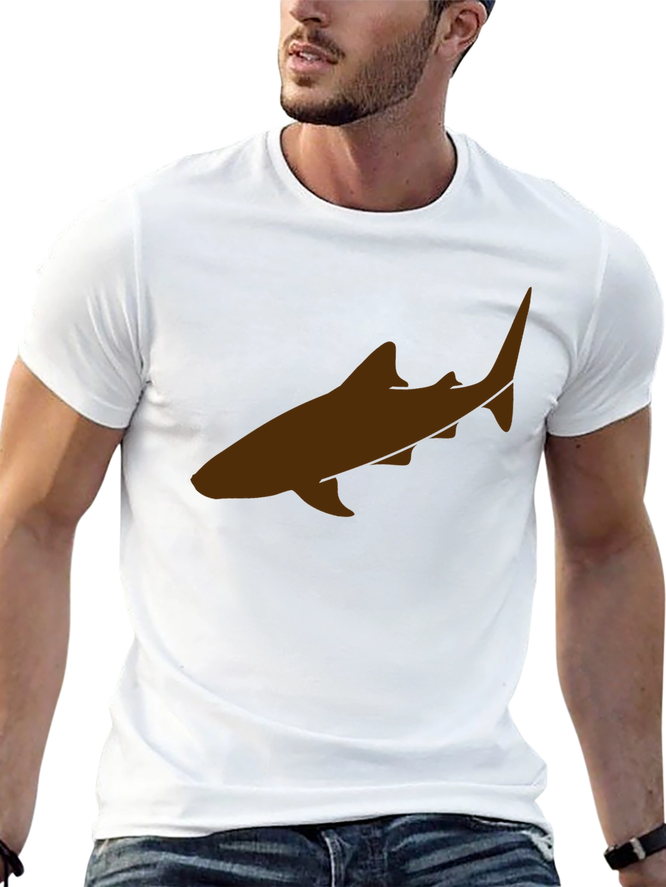 Shark Graphic Tee - Black Cotton Casual Shirt