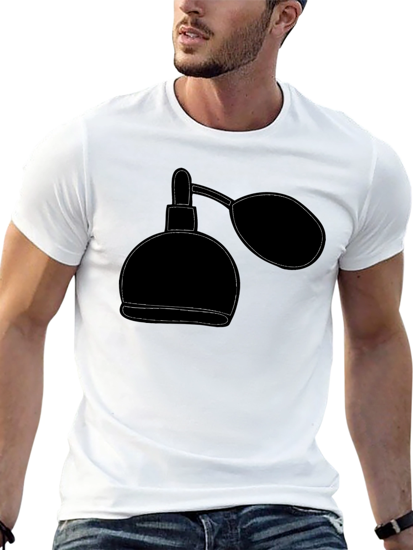Retro Perfume Bottle Graphic Tee - Stylish Black T-Shirt