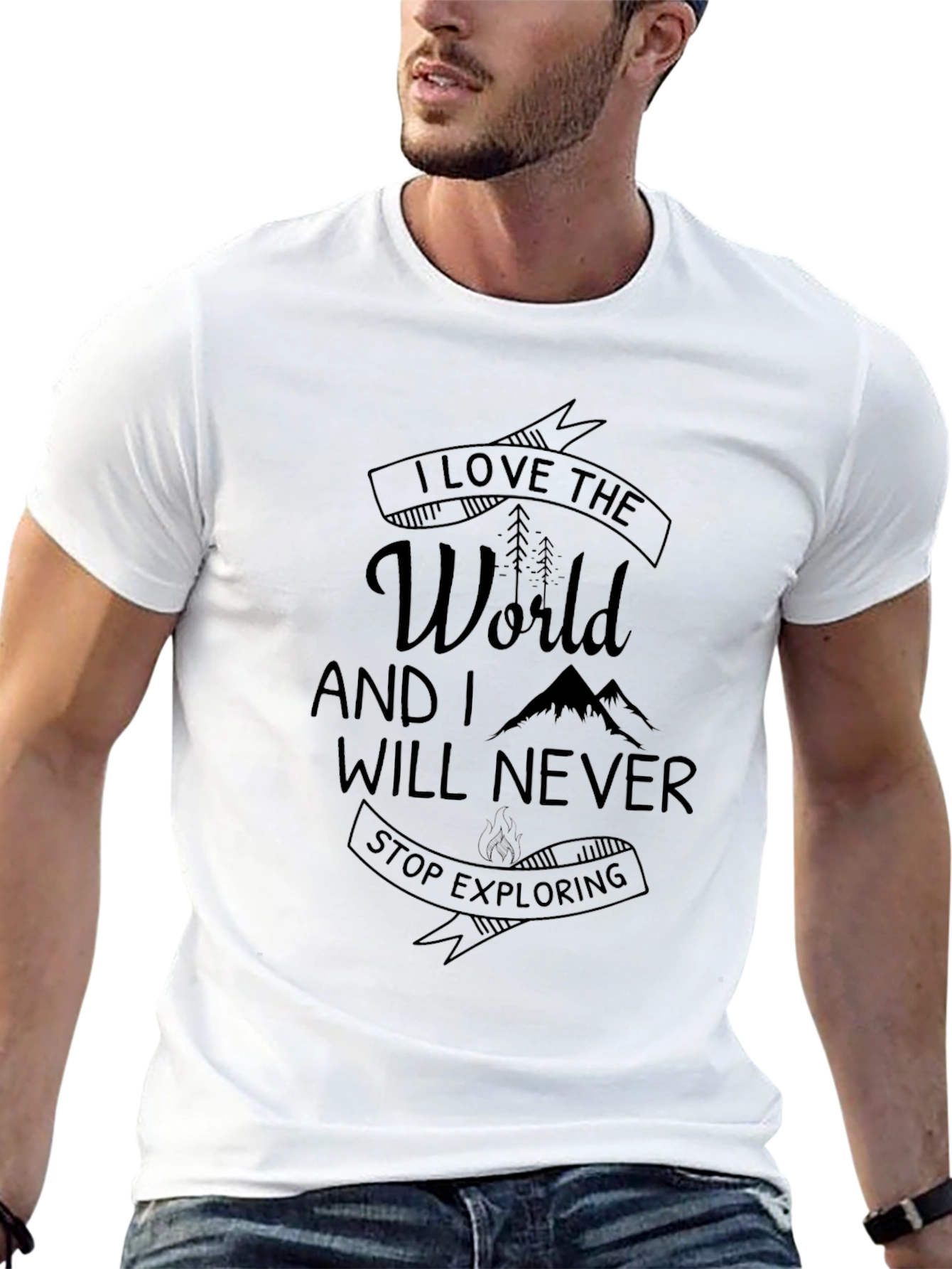I Love The World Graphic Black T-Shirt
