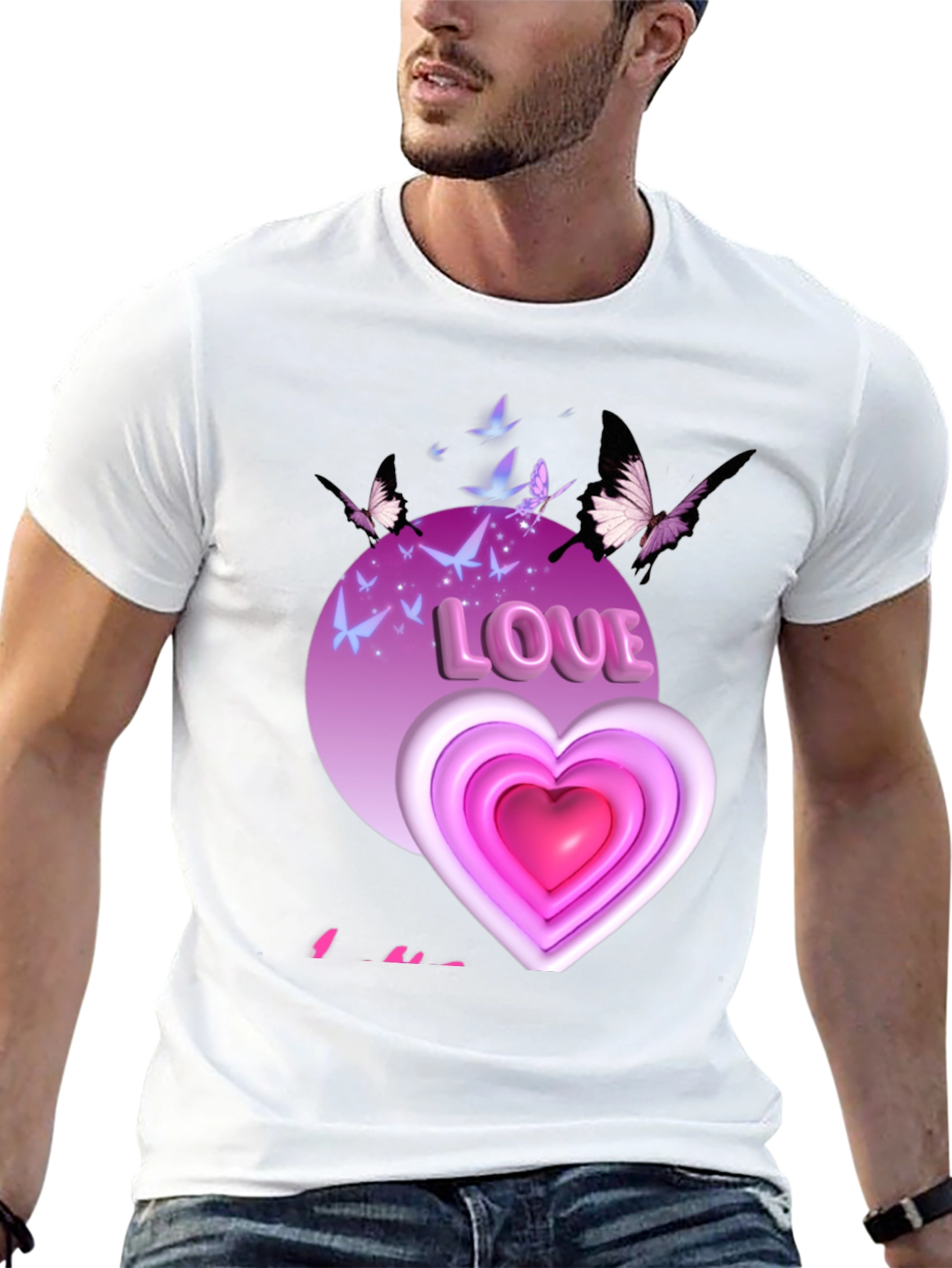 Love Heart Butterfly Graphic Tee