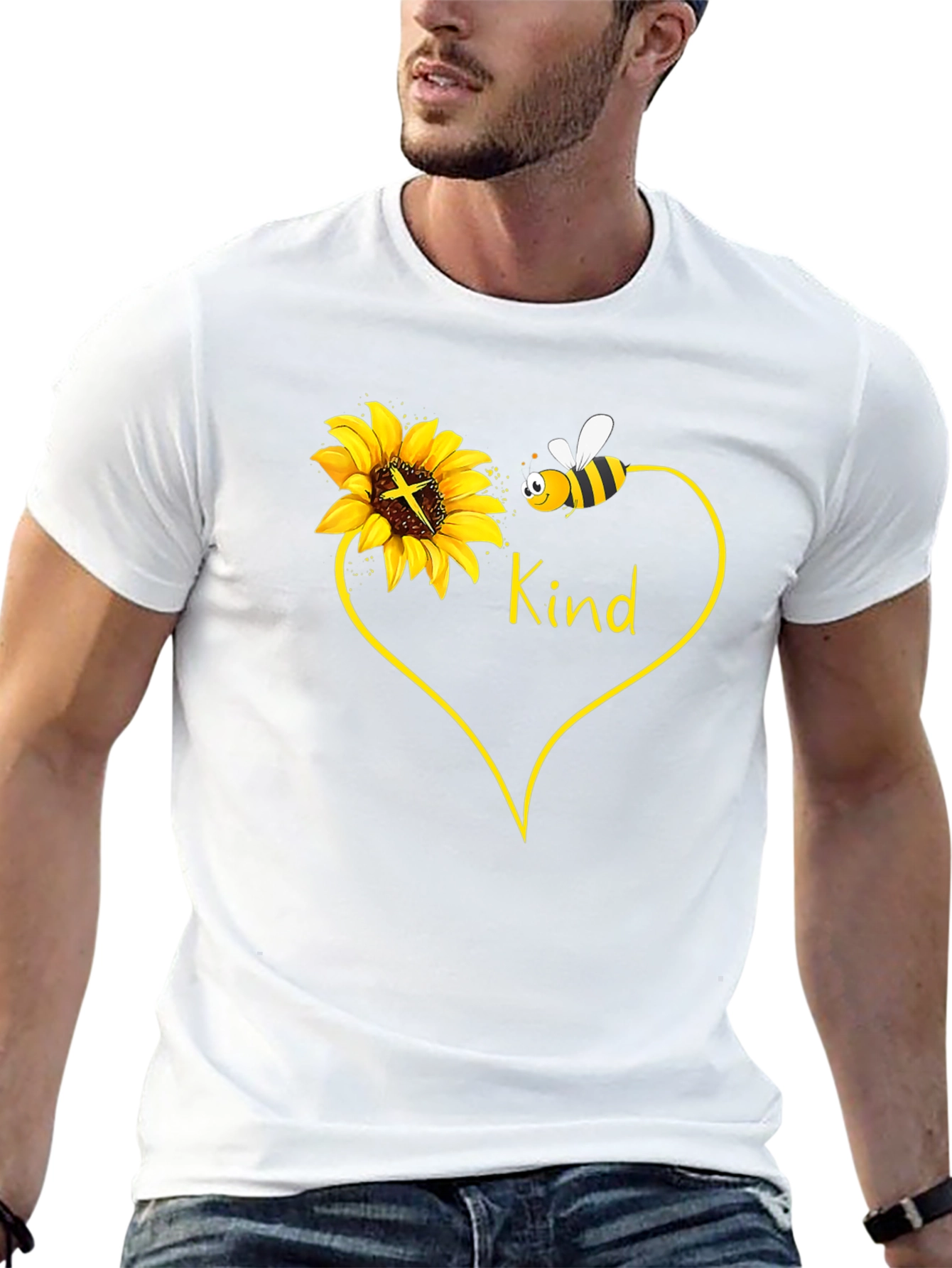 Kind Sunflower & Bee Graphic T-Shirt