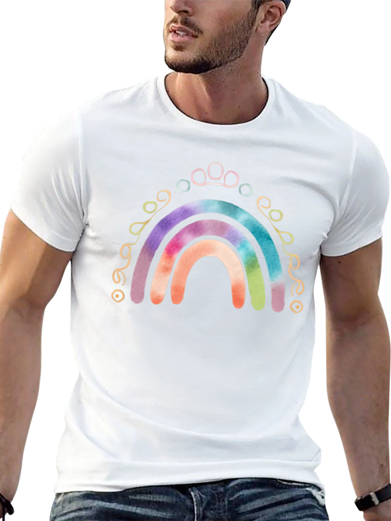 Rainbow Paw Print T-Shirt - Tie Dye Design