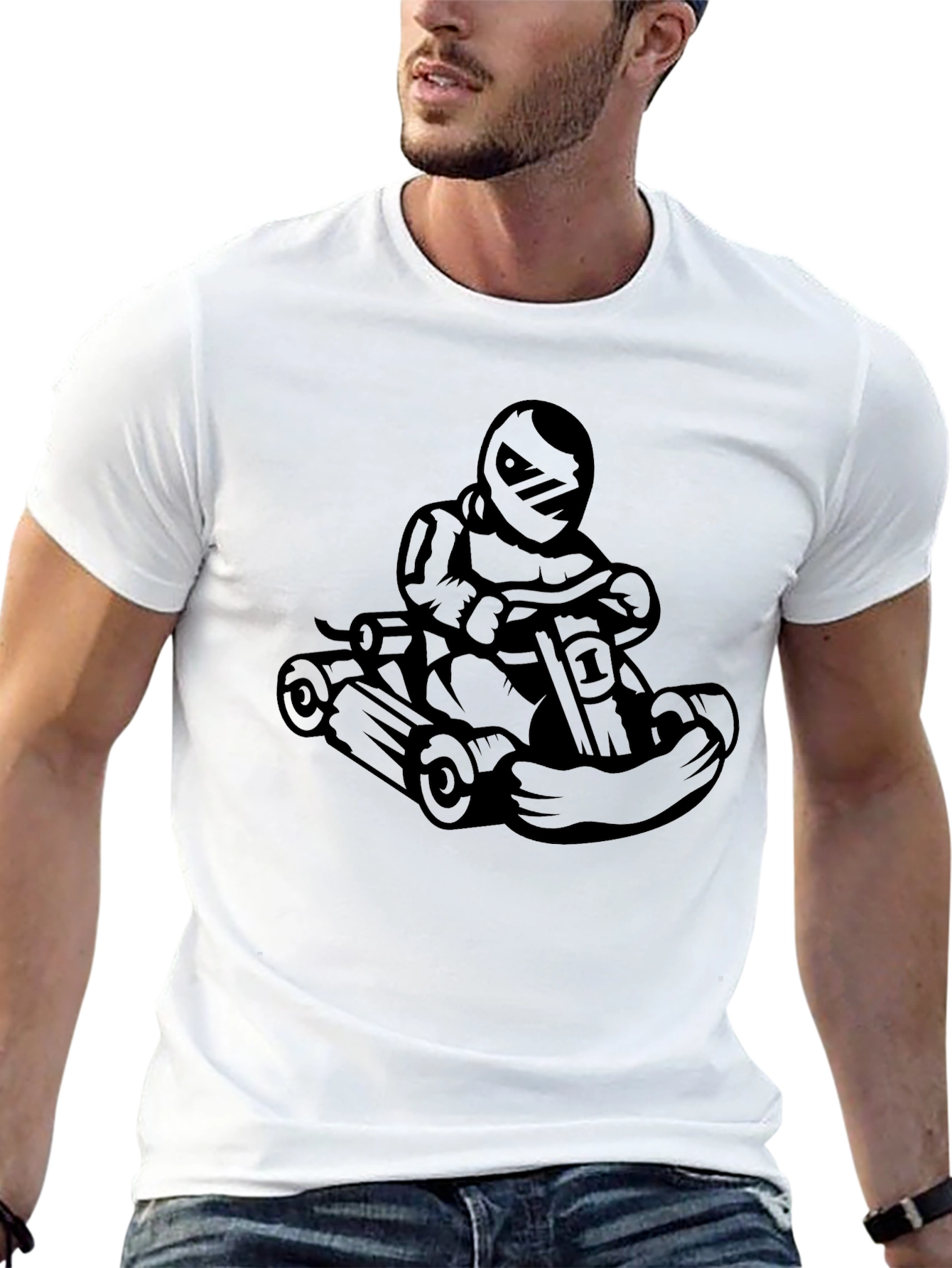 Mens Black Kart Racer Graphic Tee