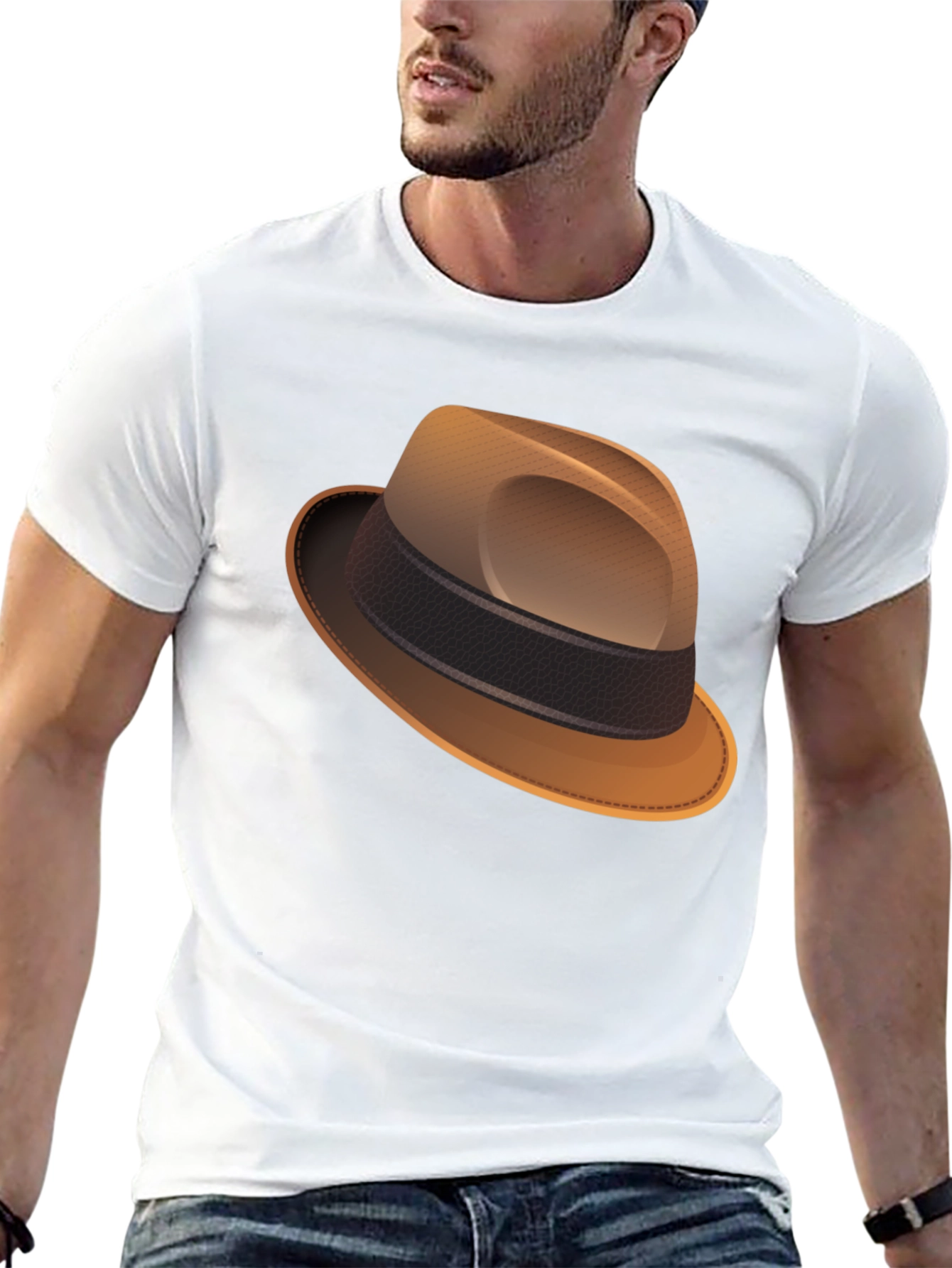 Stylish Fedora Graphic Tee - Classic Black T-Shirt