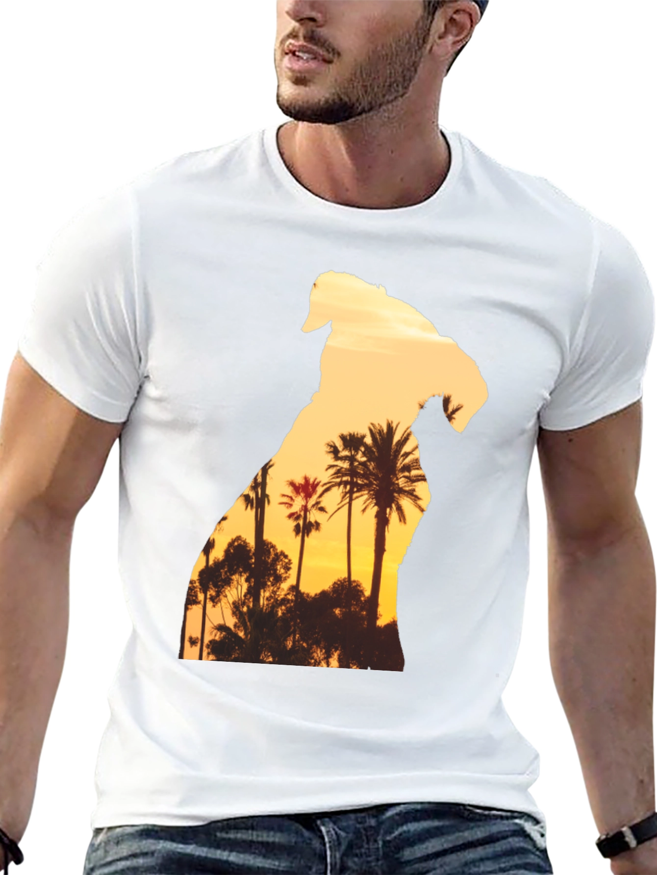 Sunset Dog Graphic T-Shirt - Black