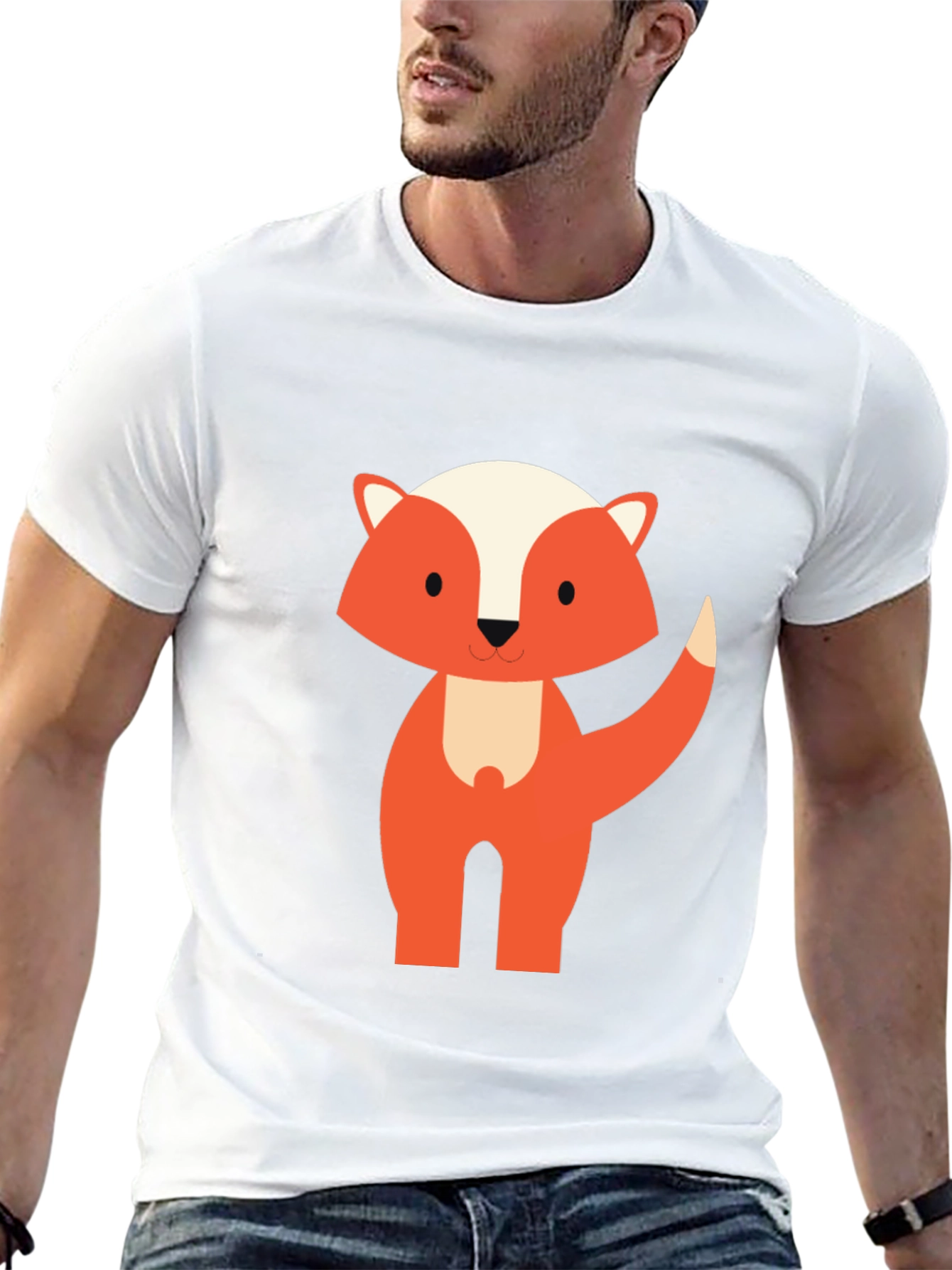 Cute Cartoon Fox Graphic Tee - Black Unisex T-Shirt