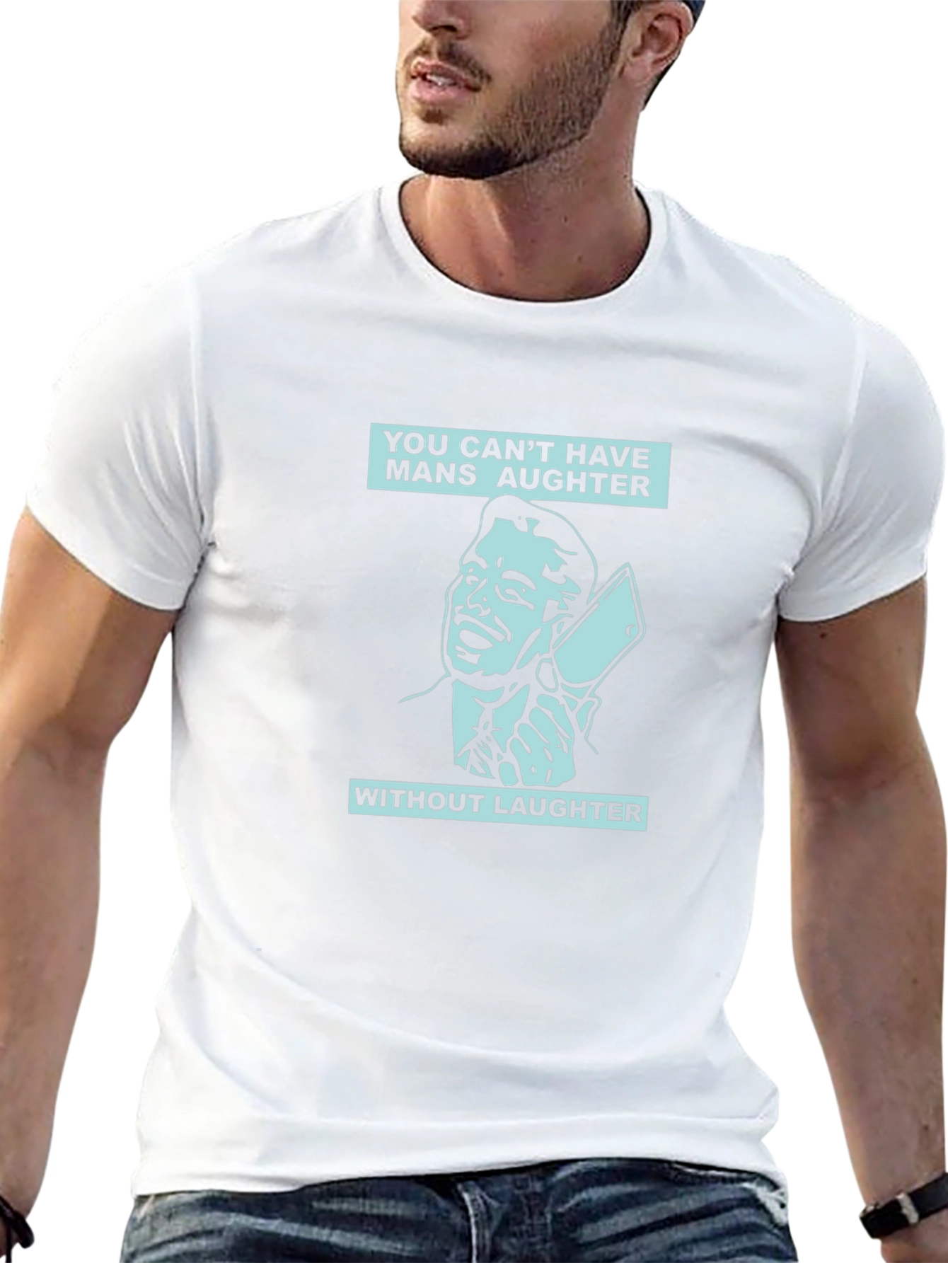 Mens Mans Aughter Graphic Print Black T-Shirt