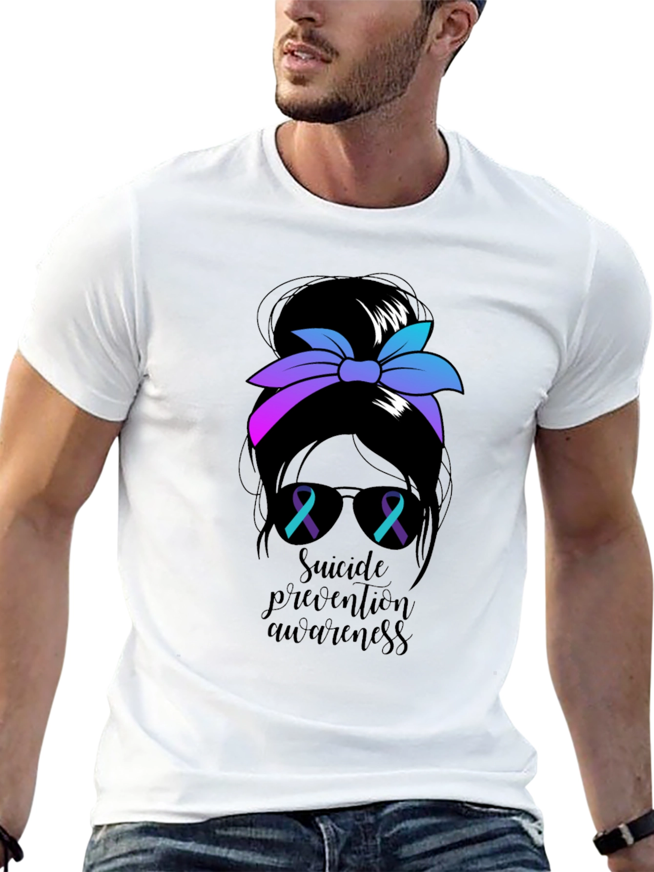 Suicide Prevention Messy Bun T-Shirt