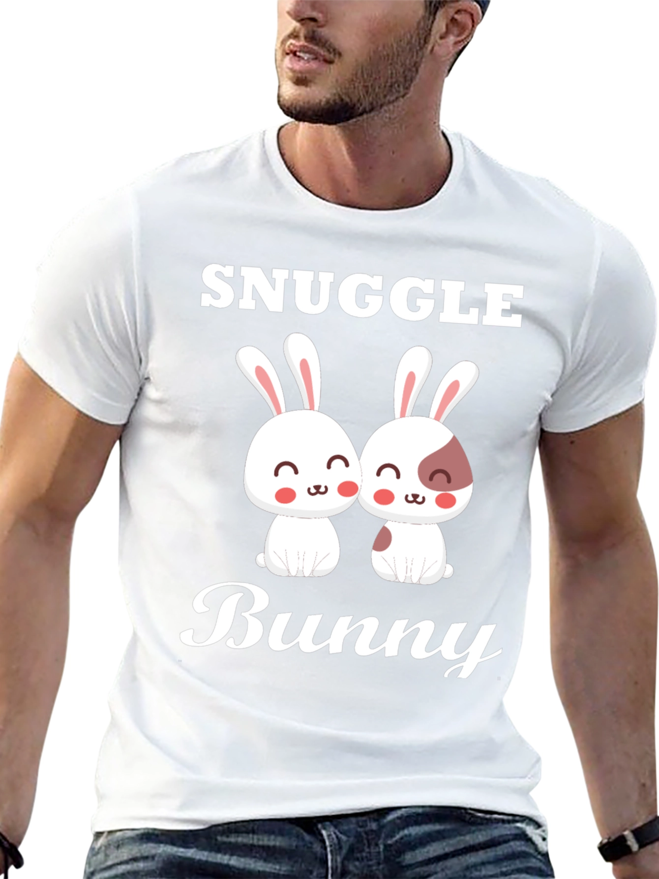 Snuggle Bunny Graphic Tee - Cute Couple Rabbits