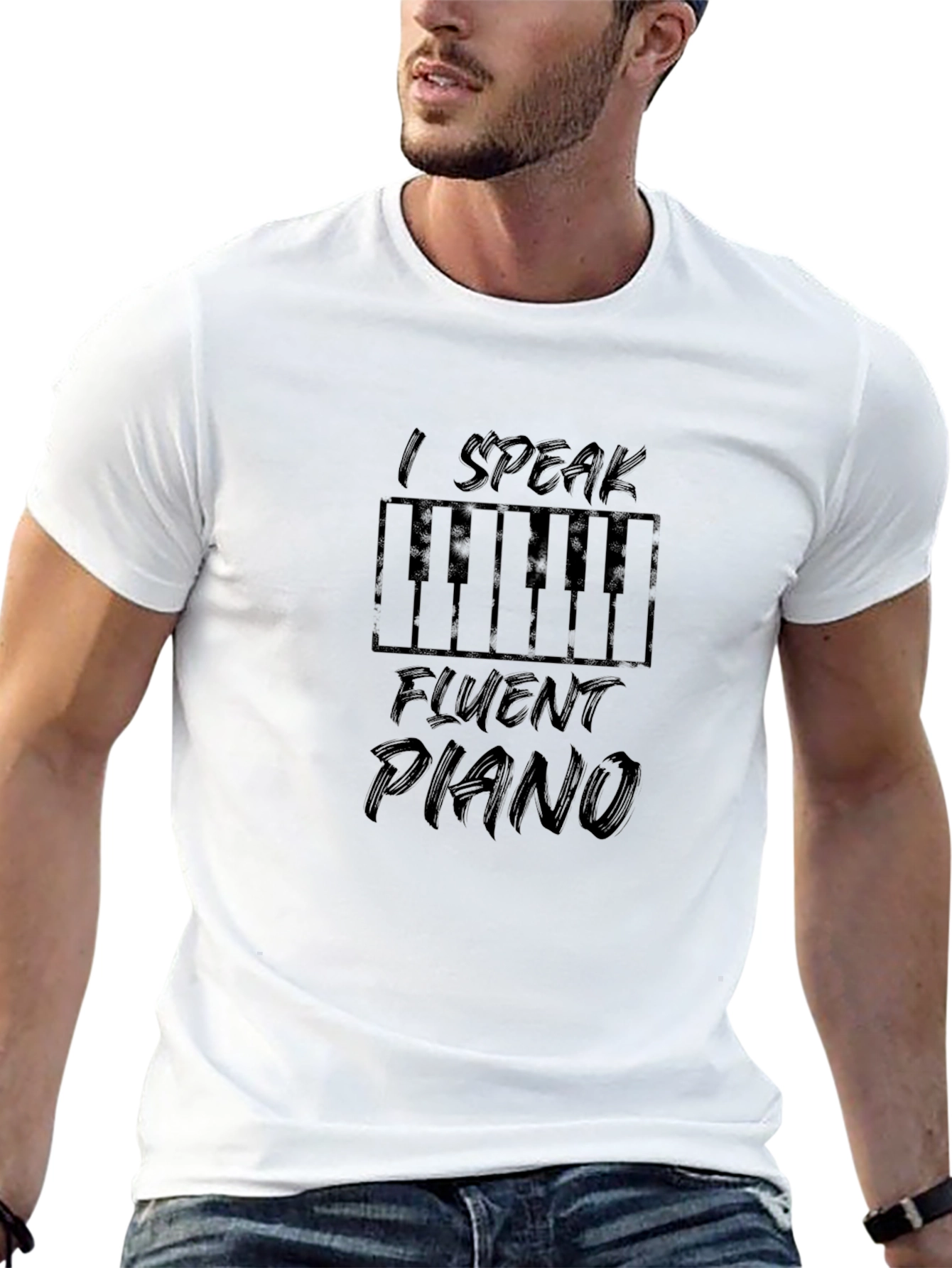I Speak Fluent Piano Black Graphic Tee