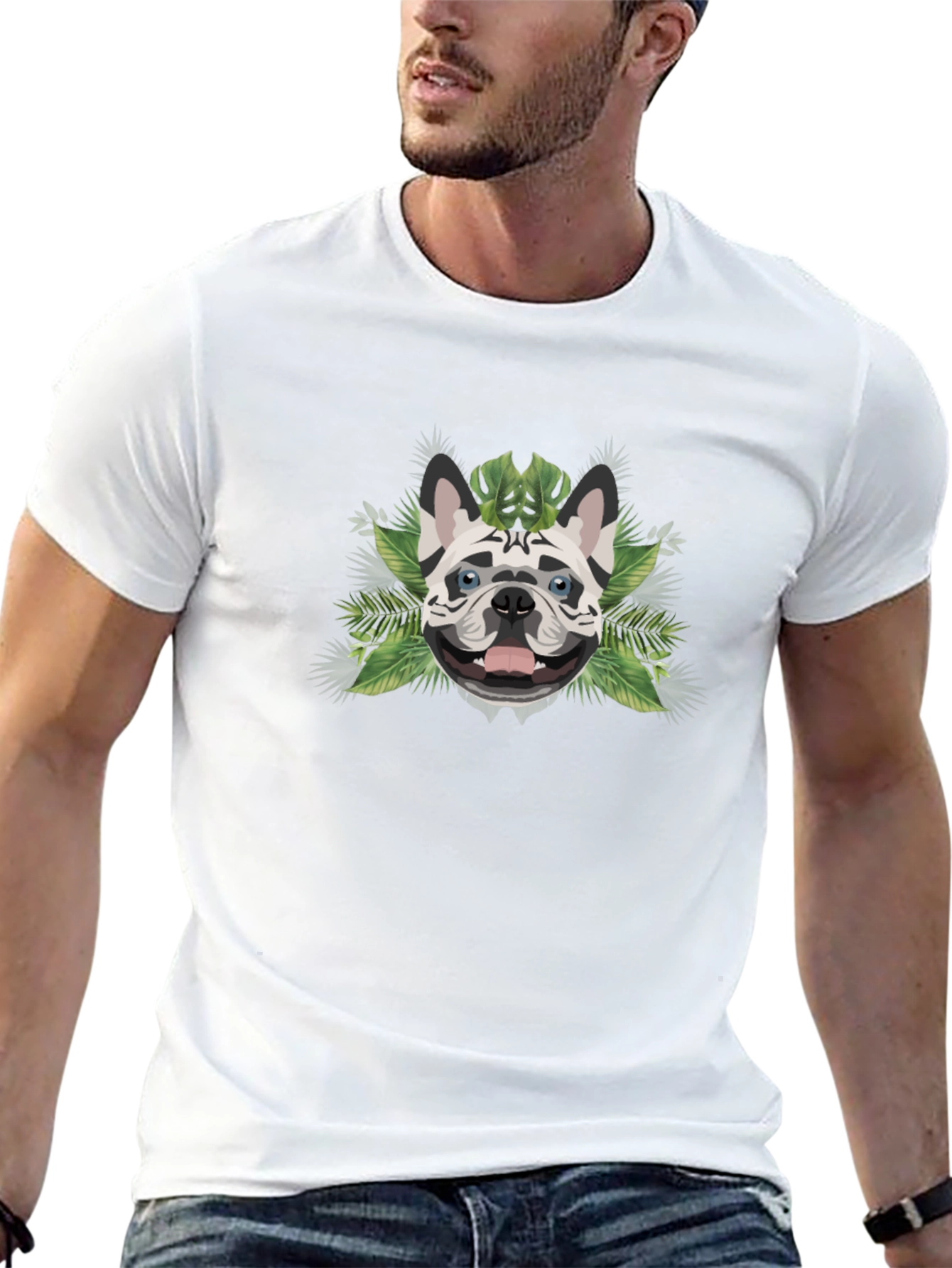 Tropical Dog T-Shirt - Black