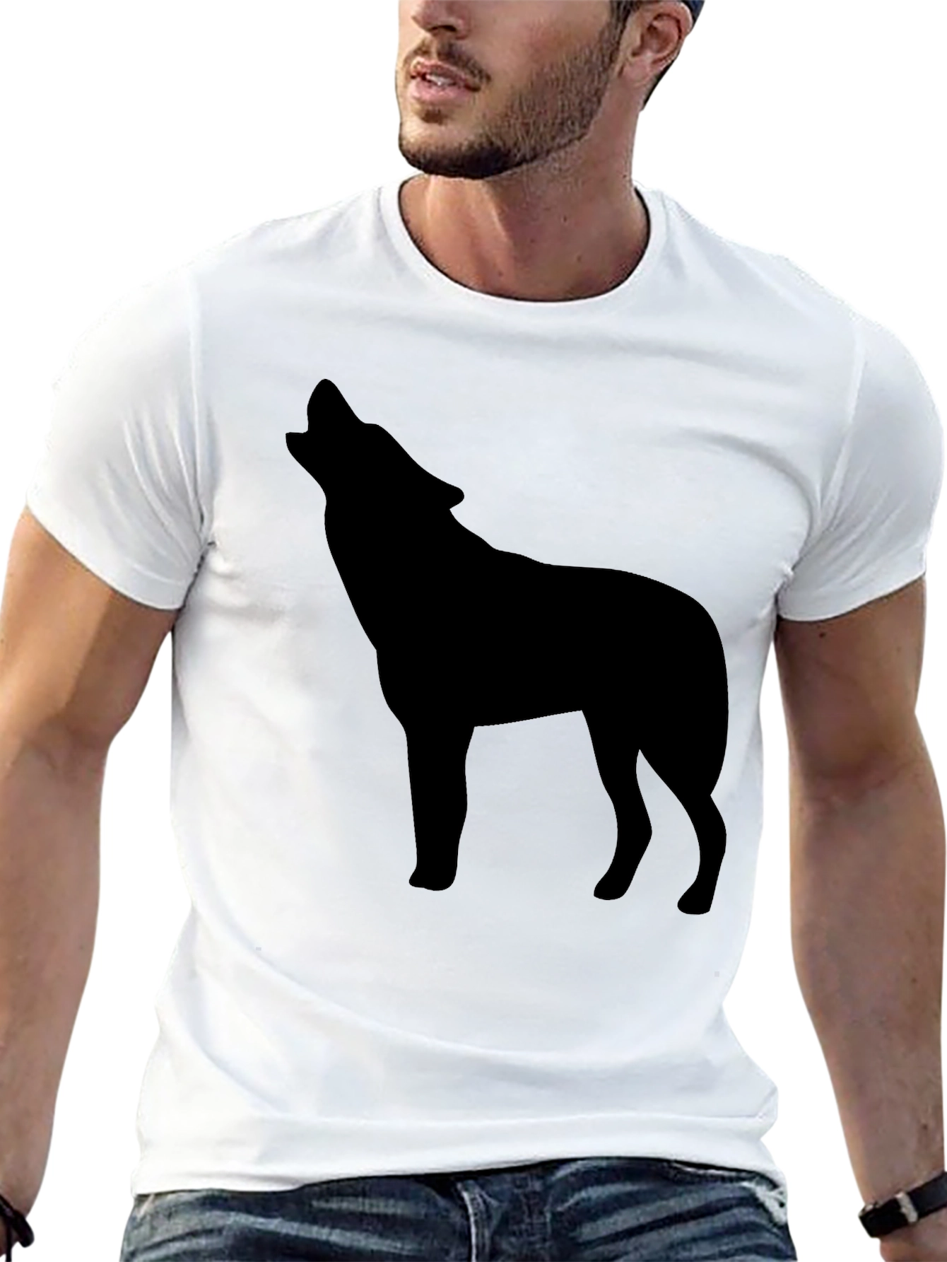 Mens Black Wolf Graphic Tee