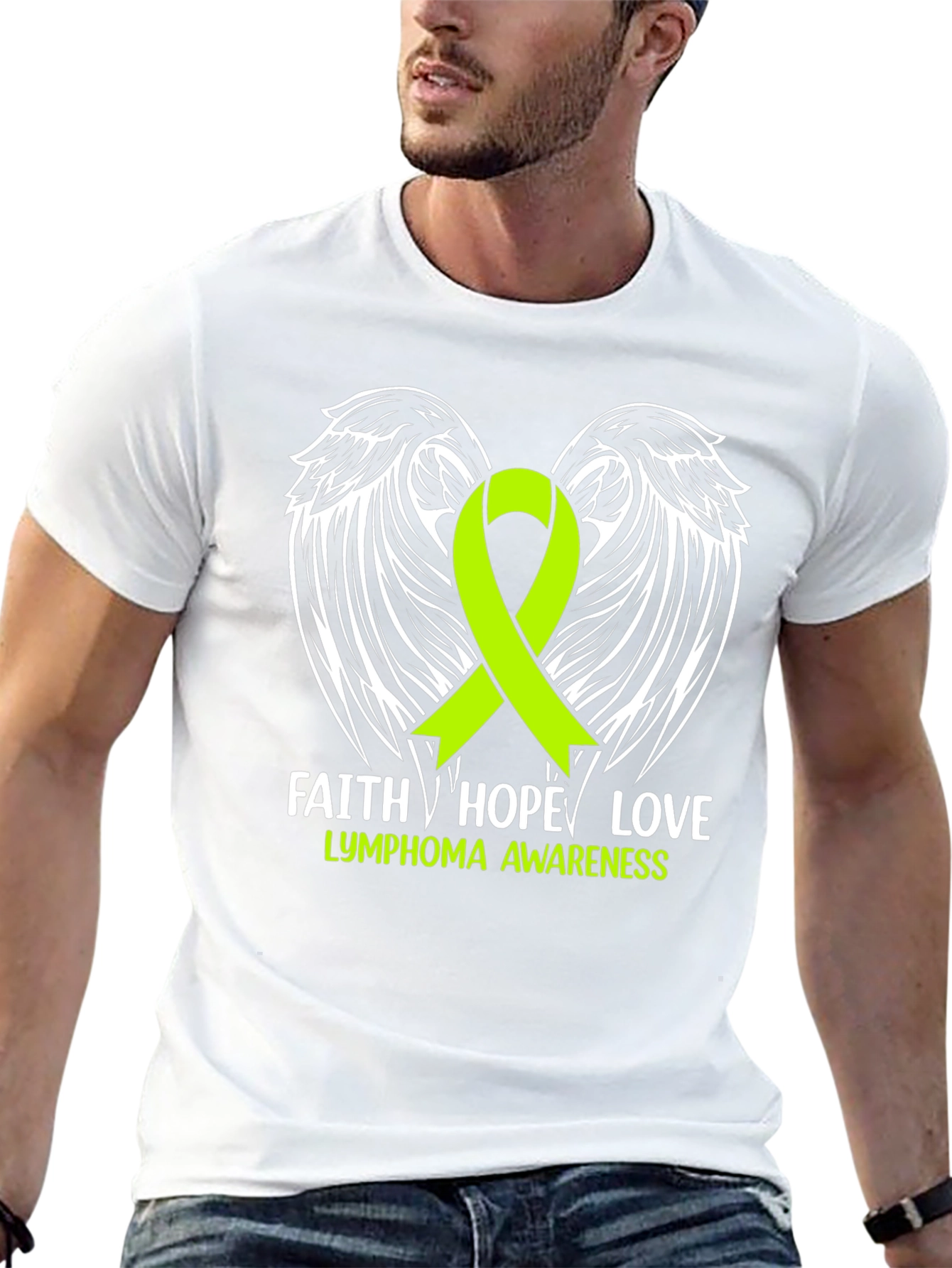 Lymphoma Awareness T-Shirt Faith Hope Love Black