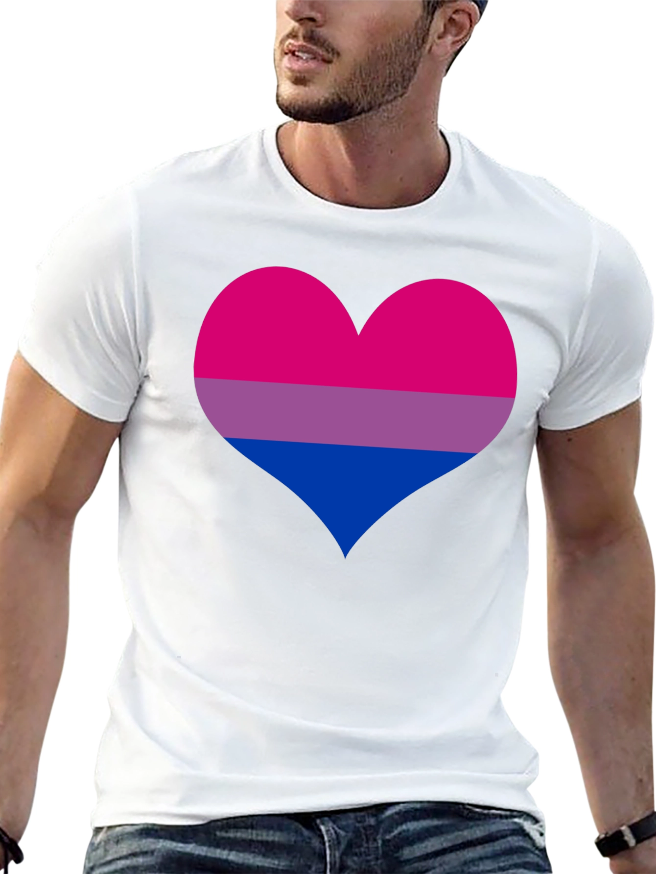 Bisexual Pride Heart Graphic Tee - Black