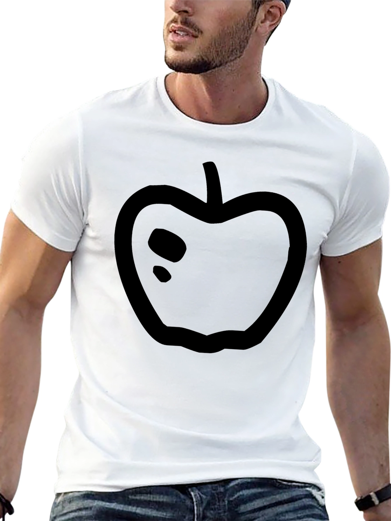 Minimalist Apple Graphic Black T-Shirt
