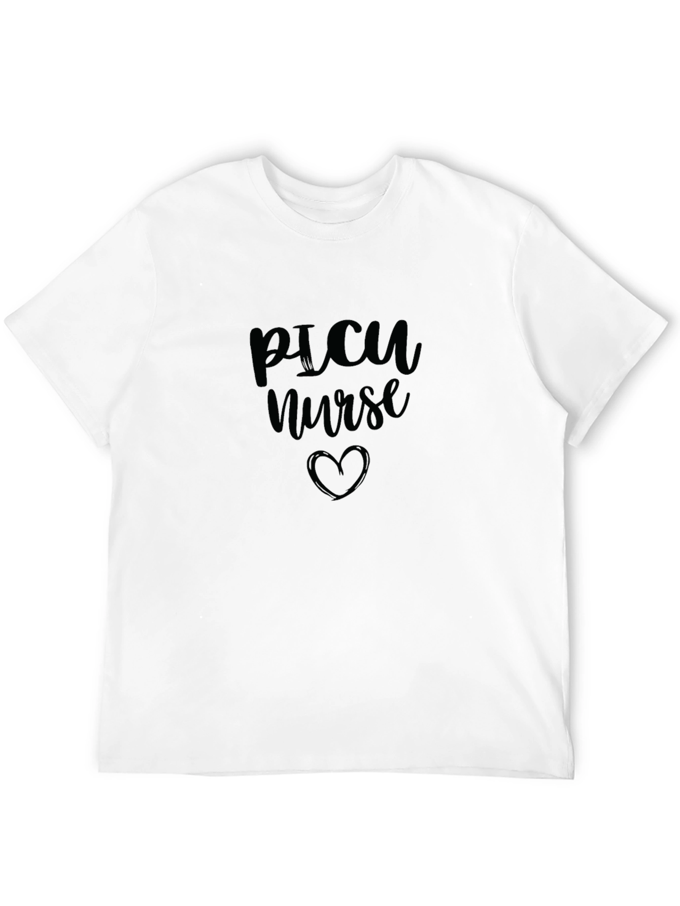 PICU Nurse Heart Graphic Black T-Shirt
