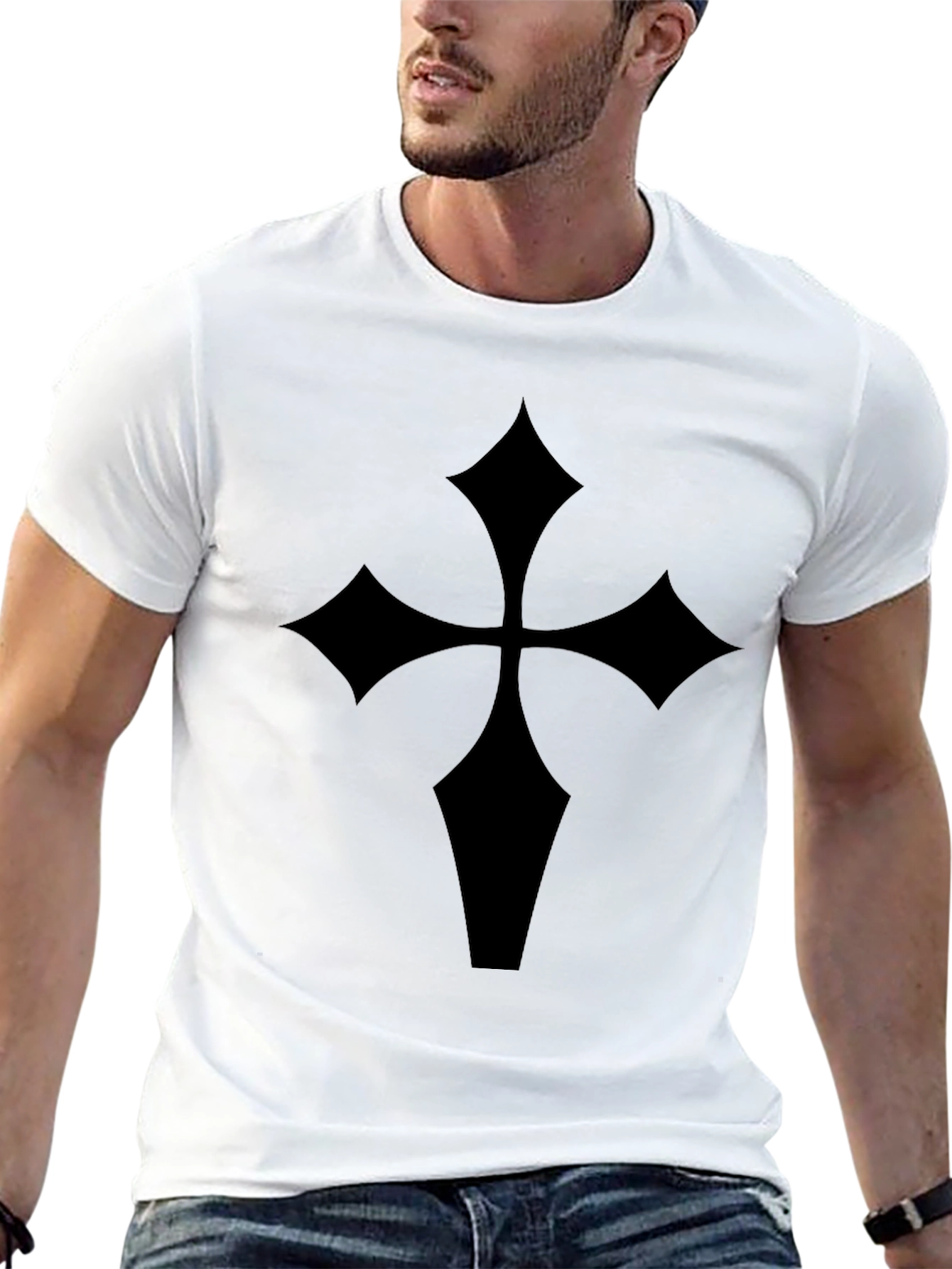Black Gothic Cross T-Shirt - Mens Fashion