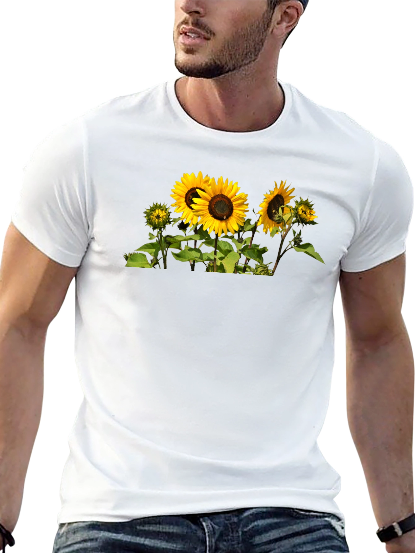 Sunflower Graphic Tee - Mens Black Cotton T-Shirt