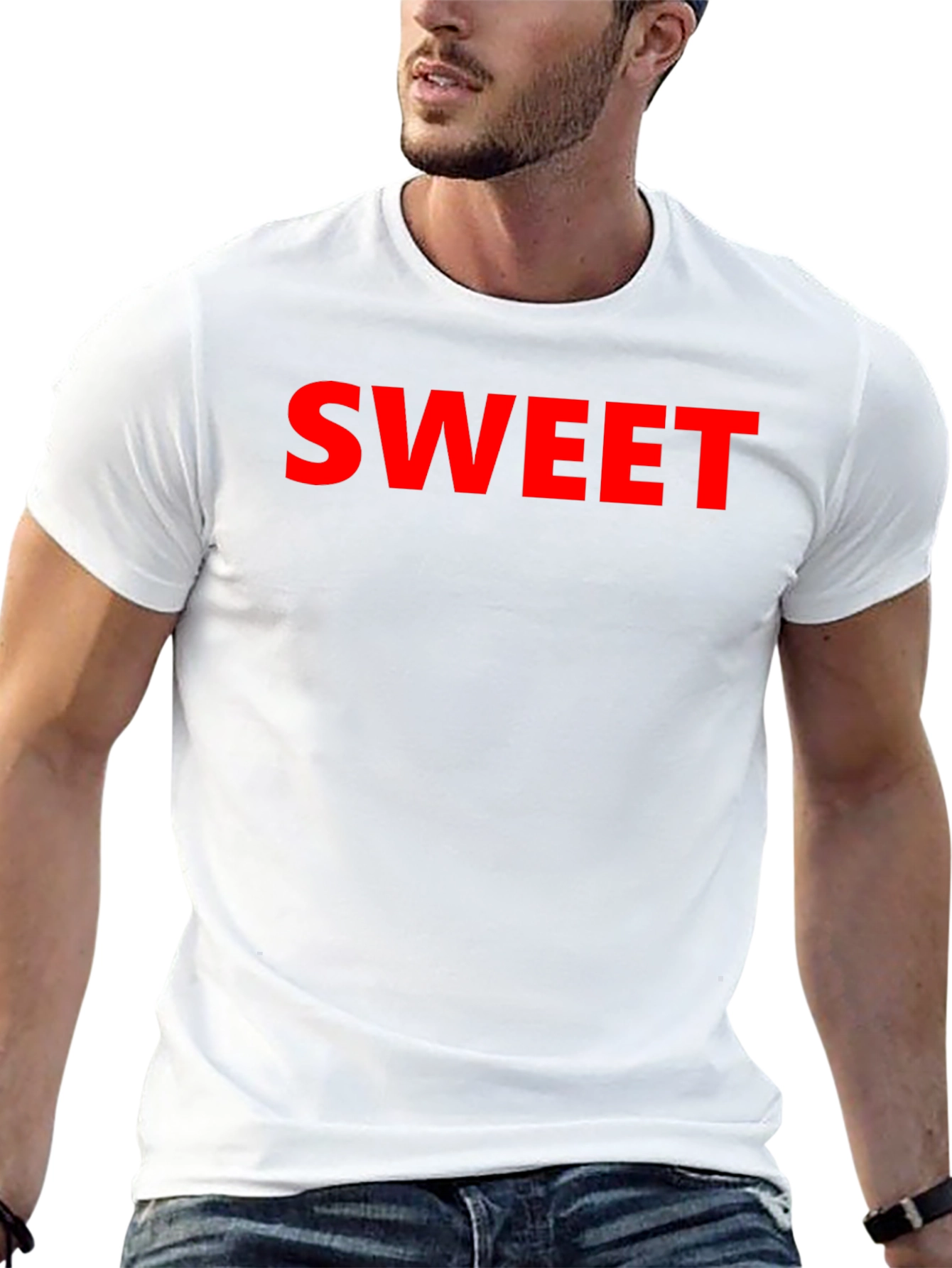 Sweet Red Text Graphic Black T-Shirt