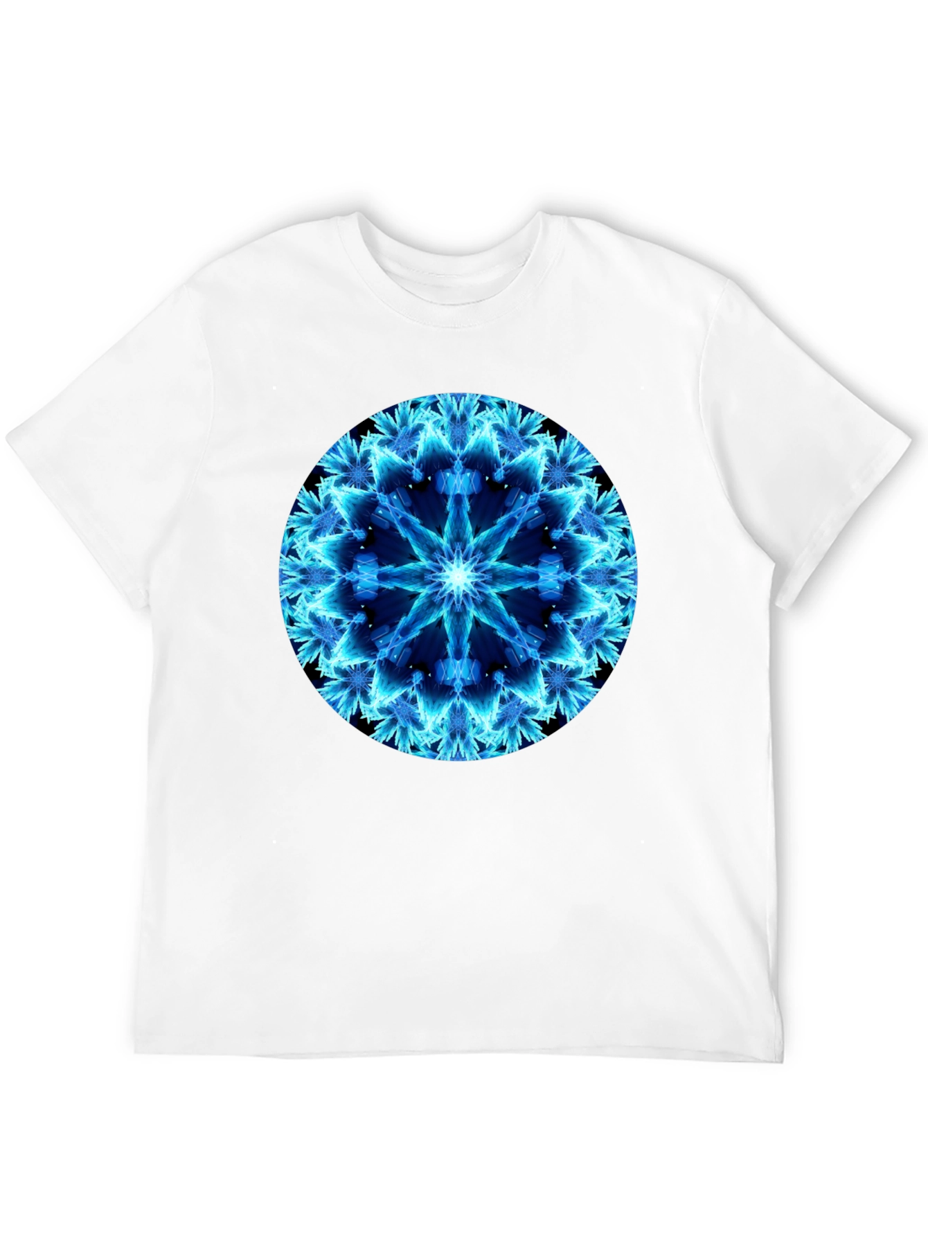 Electric Blue Mandala Black T-Shirt
