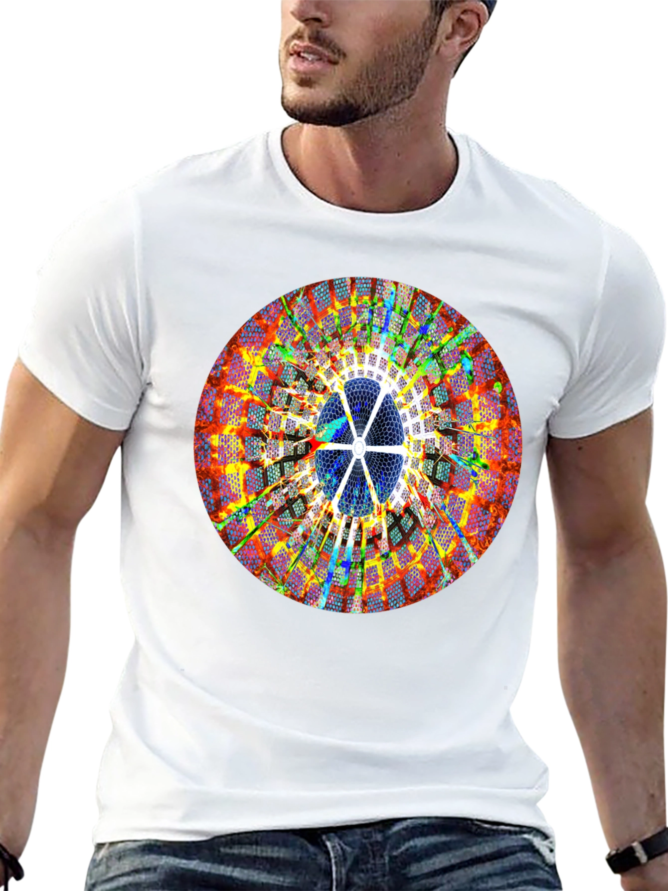 Abstract Circle Print Black T-Shirt