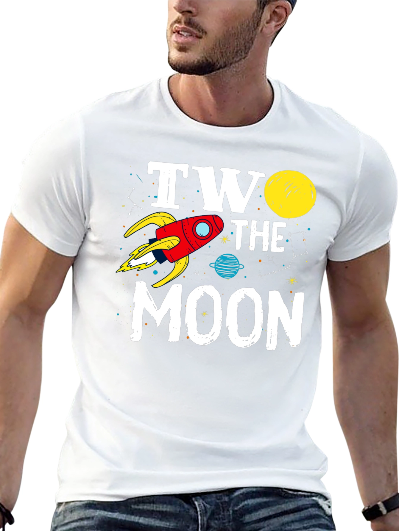 Two the Moon Birthday T-Shirt - Outer Space Theme