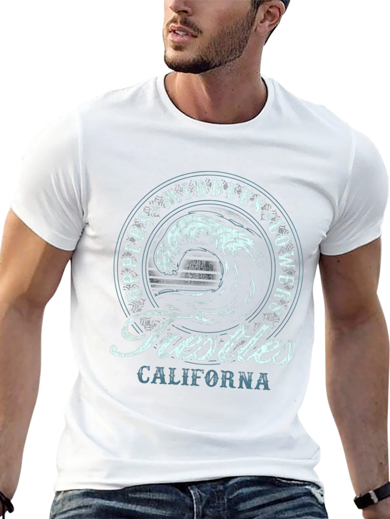 Trestles California Wave Graphic T-Shirt - Black