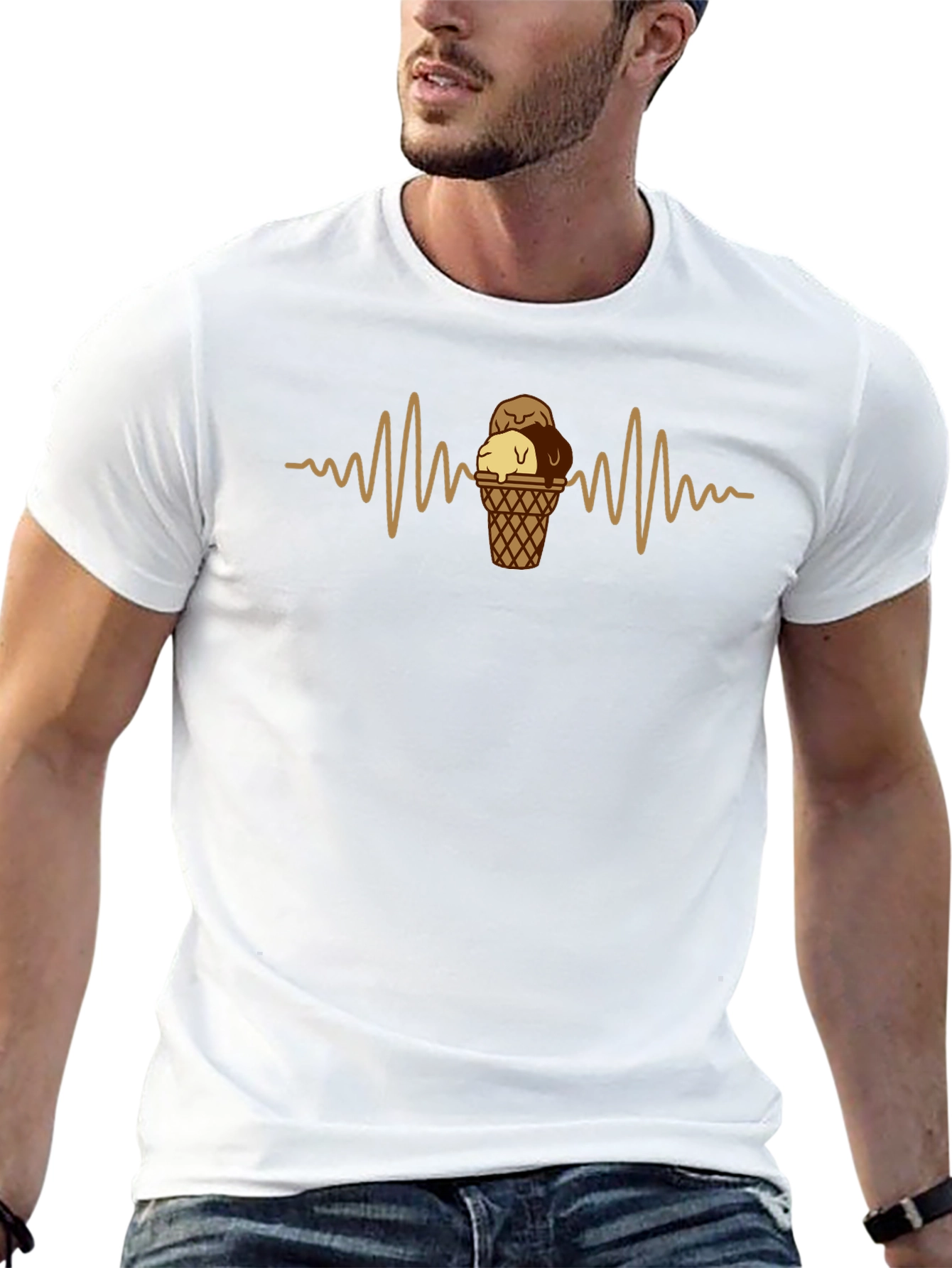 Ice Cream Heartbeat Black T-Shirt