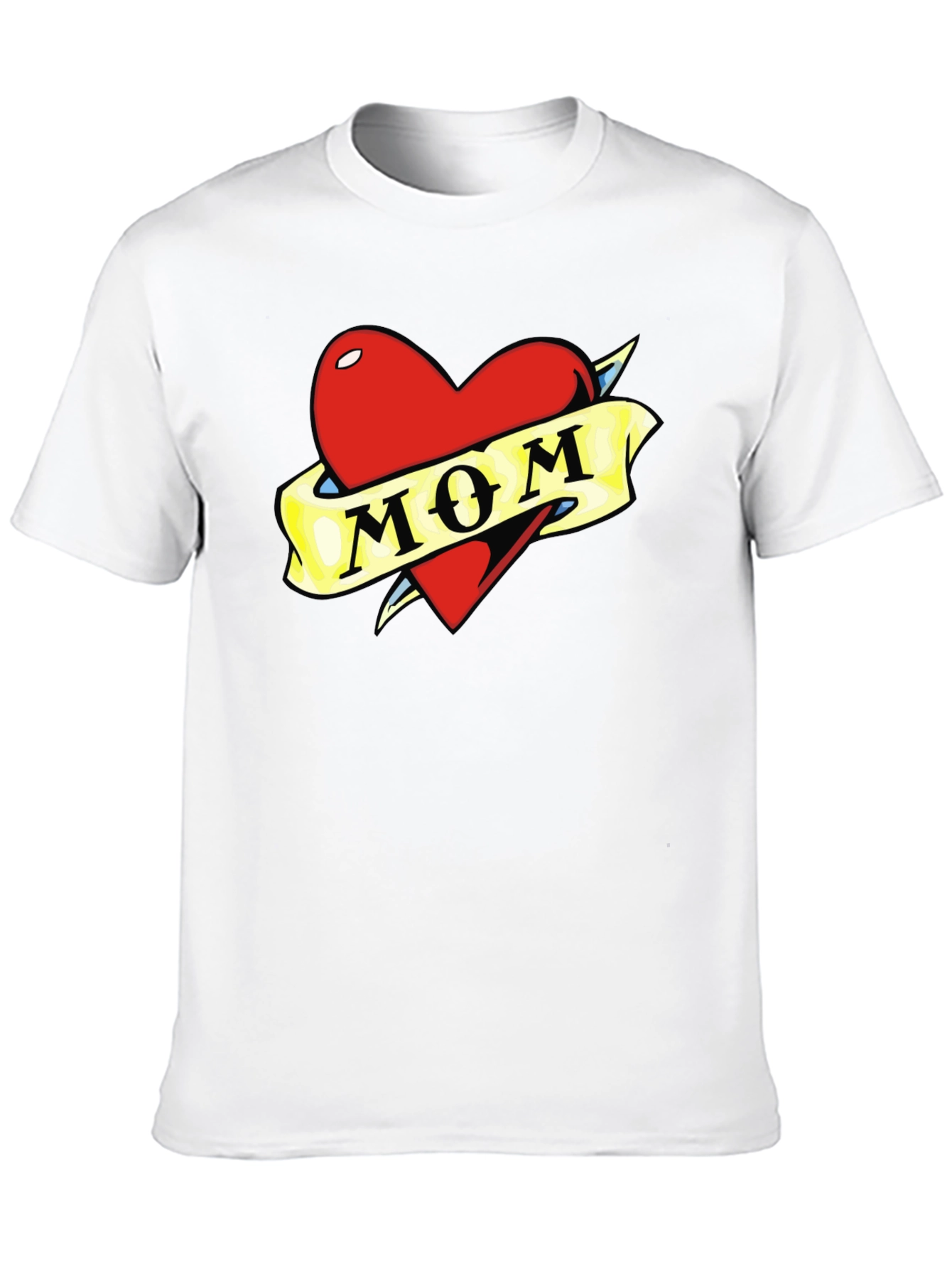 Mom Tattoo Heart Graphic T-Shirt - Black