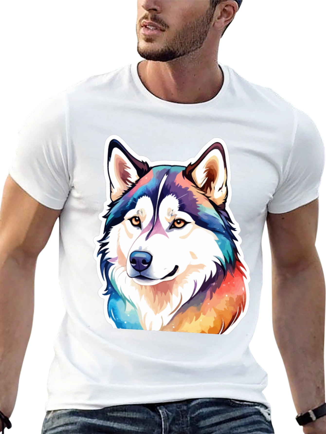Husky Dog Colorful T-Shirt