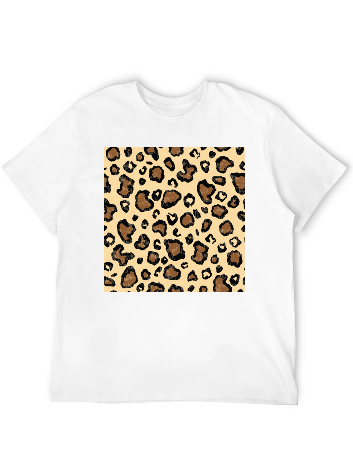 Leopard Print Graphic Tee - Stylish Mens Black T-Shirt