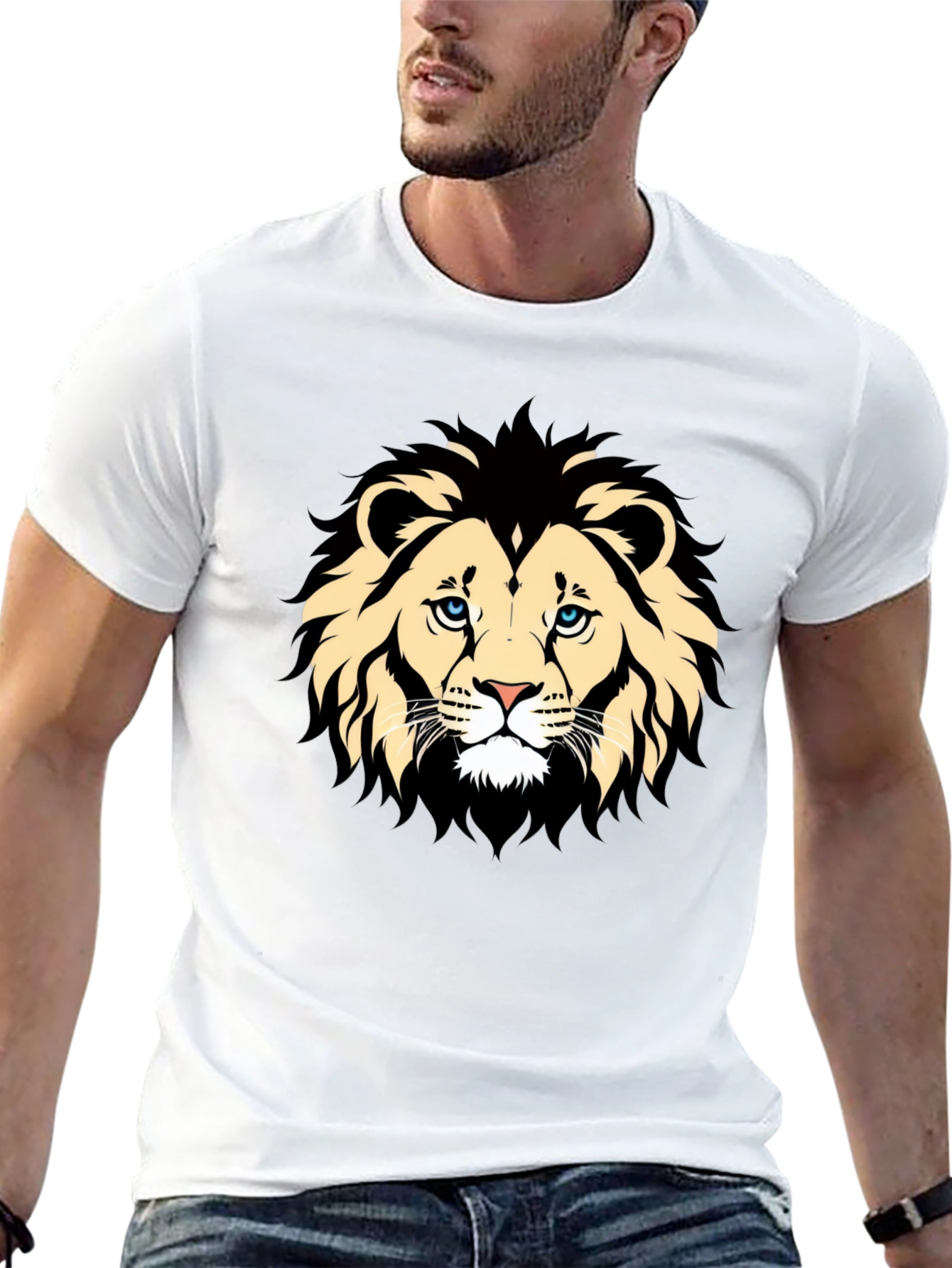 Lion Graphic Black T-Shirt - Animal Lover Tee