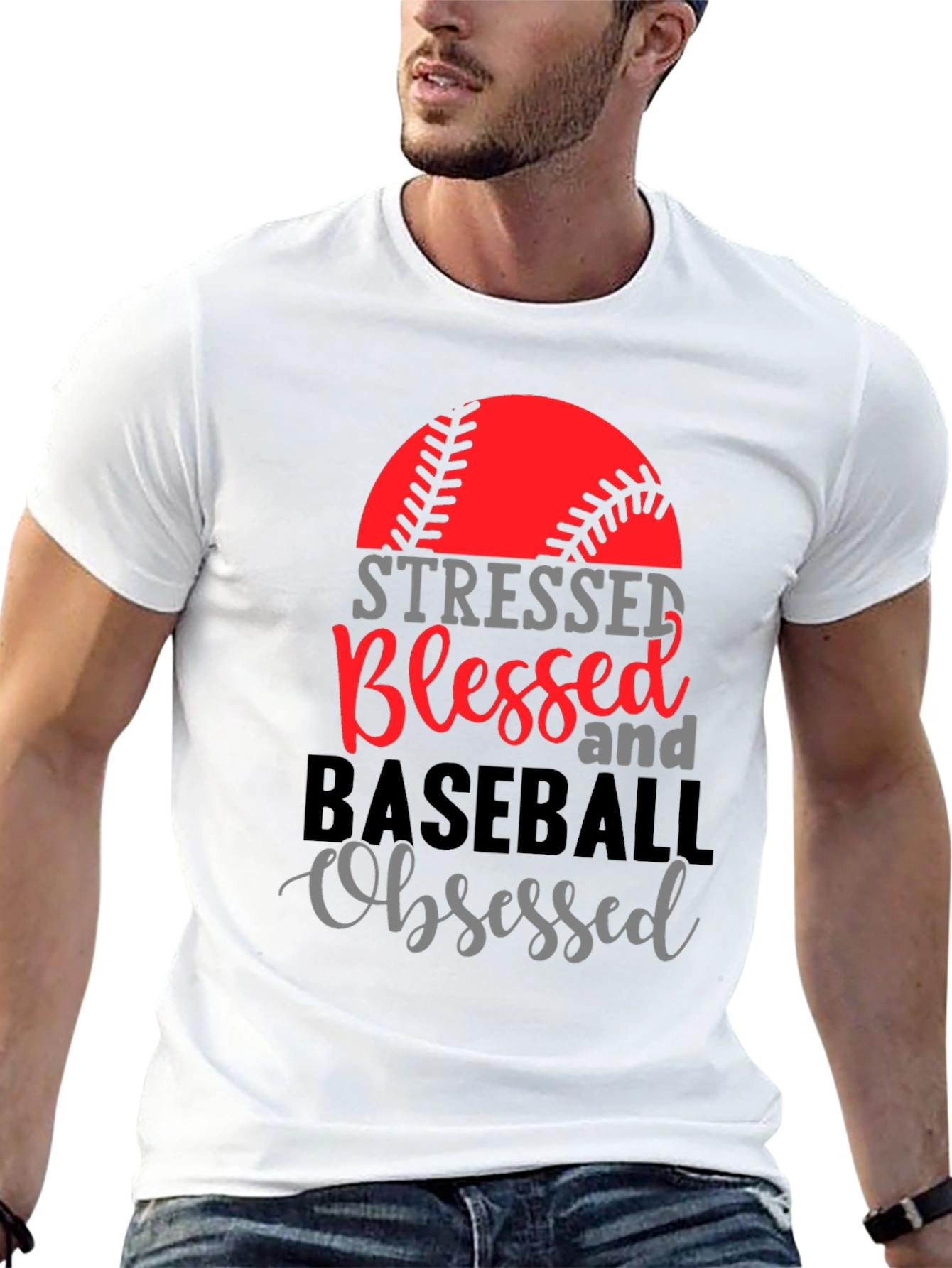 Stressed Blessed Baseball Obsessed Graphic Tee