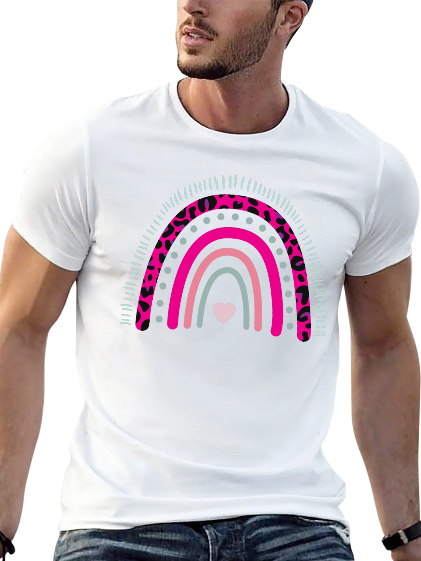 Rainbow Heart Graphic Tee - Black