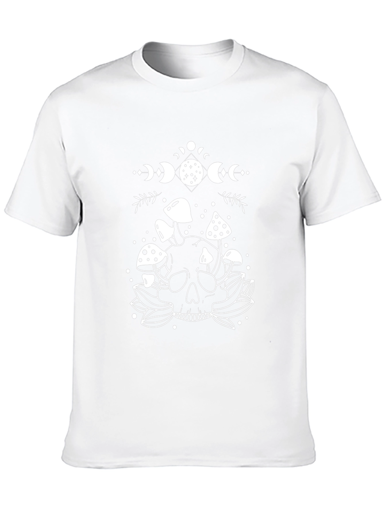 Skull & Mushroom Graphic Tee - Black Cotton Blend